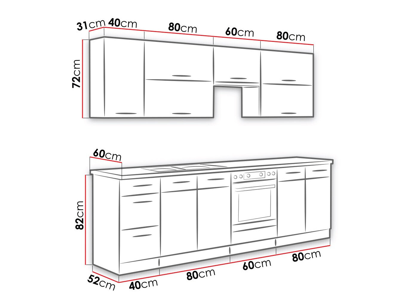 Modularni kuhinjski set Wood Grey 135