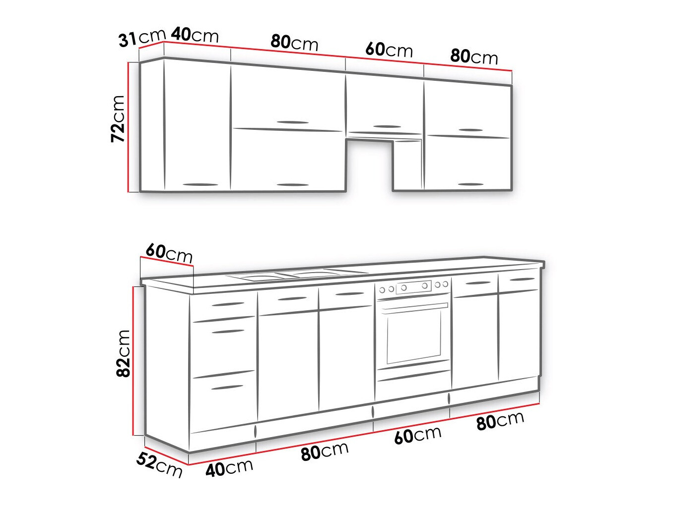 Modularni kuhinjski set Wood Grey 135