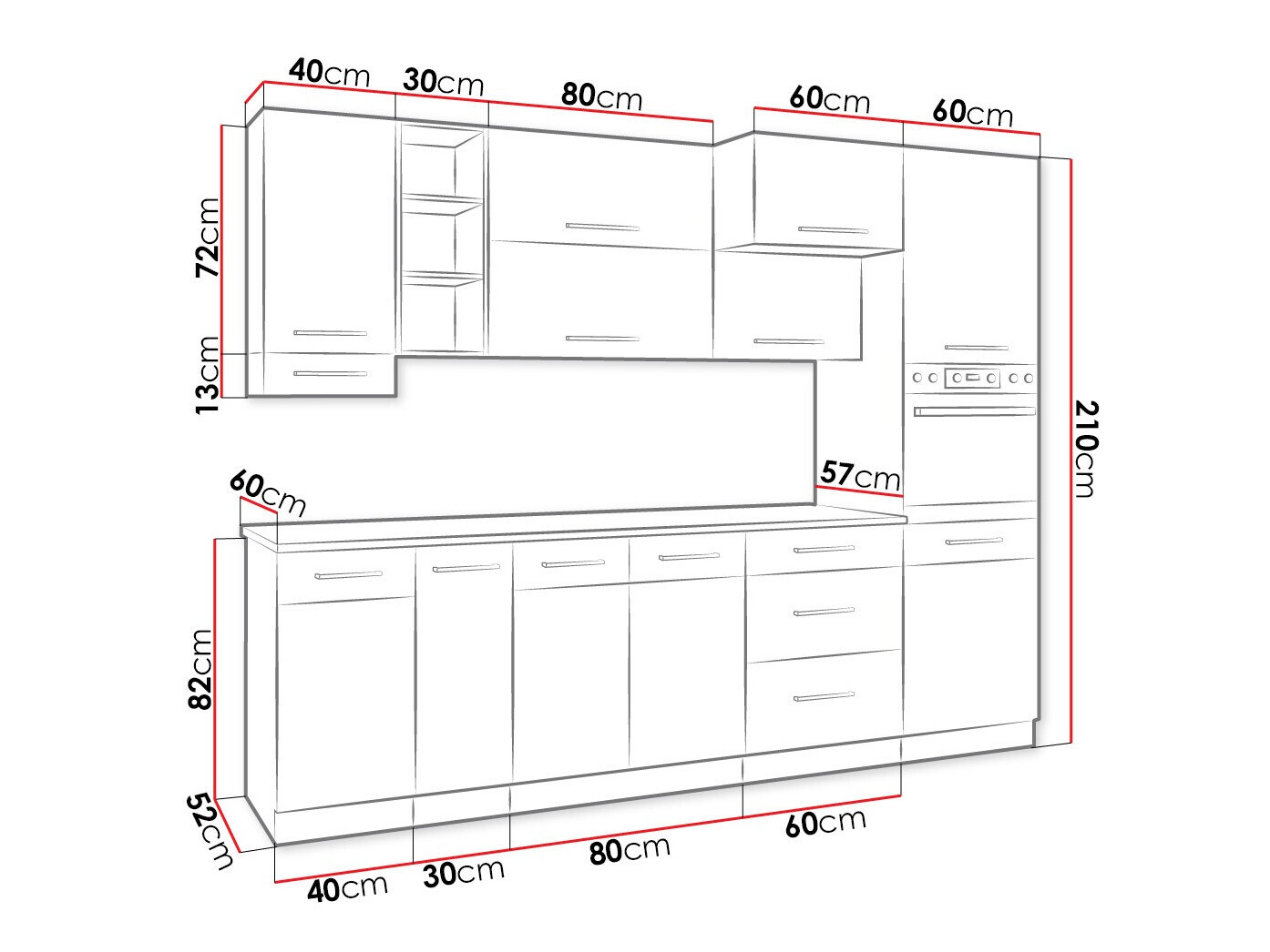 Modularni kuhinjski set Wood Grey 136