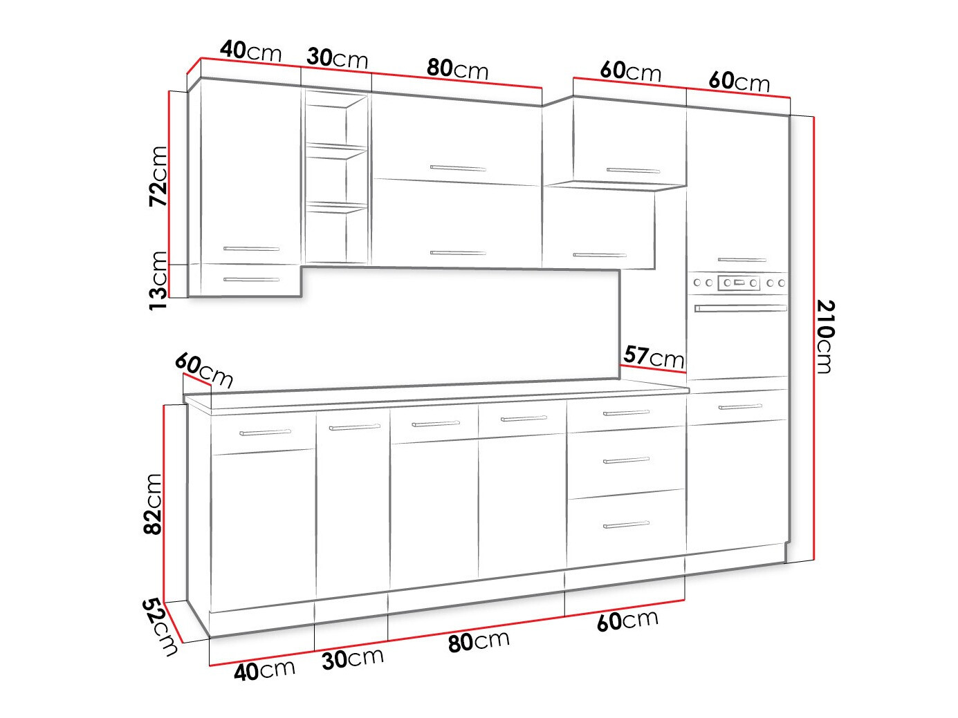 Modularni kuhinjski set Wood Grey 136