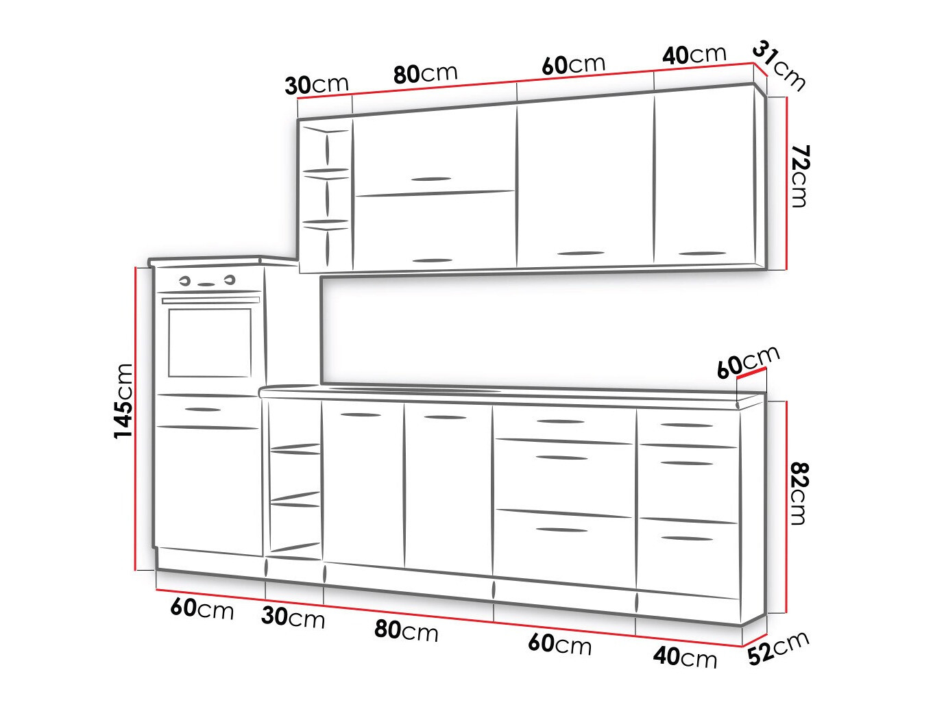 Modularni kuhinjski set Wood Grey 137