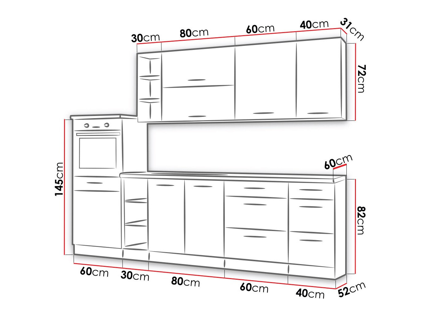 Modularni kuhinjski set Wood Grey 137