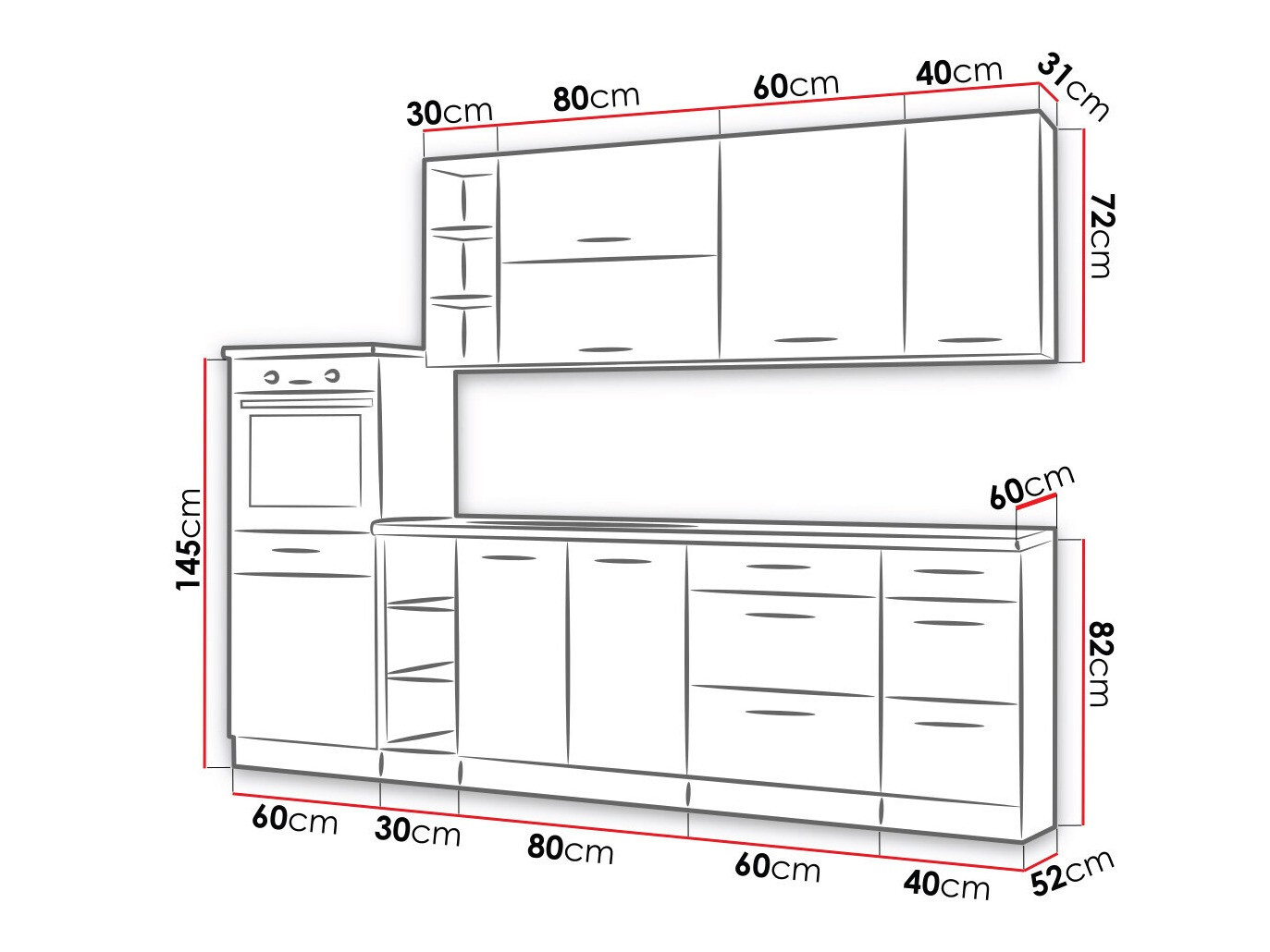 Modularni kuhinjski set Wood Grey 137