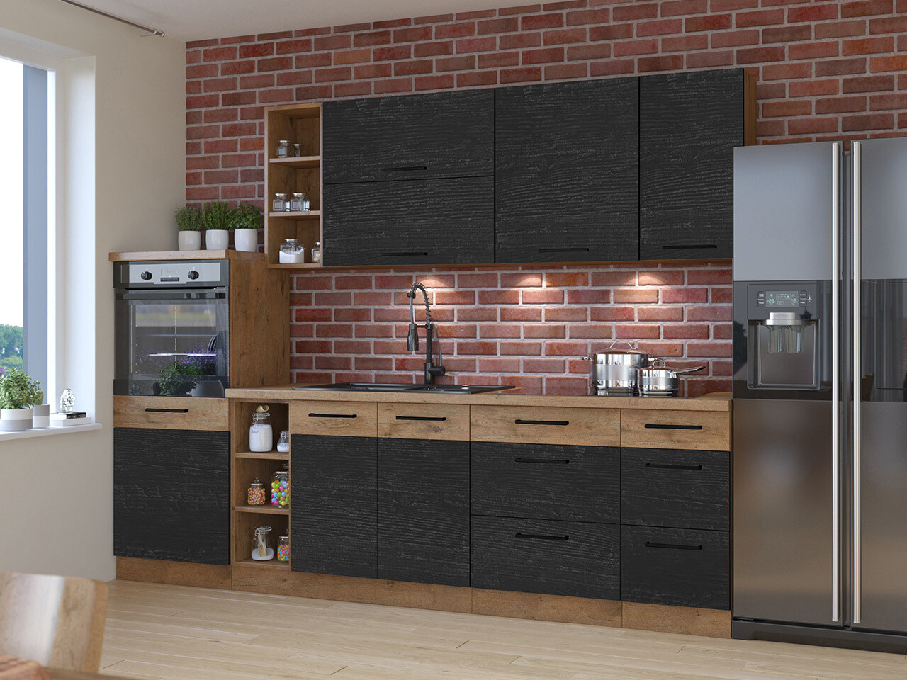 Modularni ormar sa fiokama Wood Dark 133