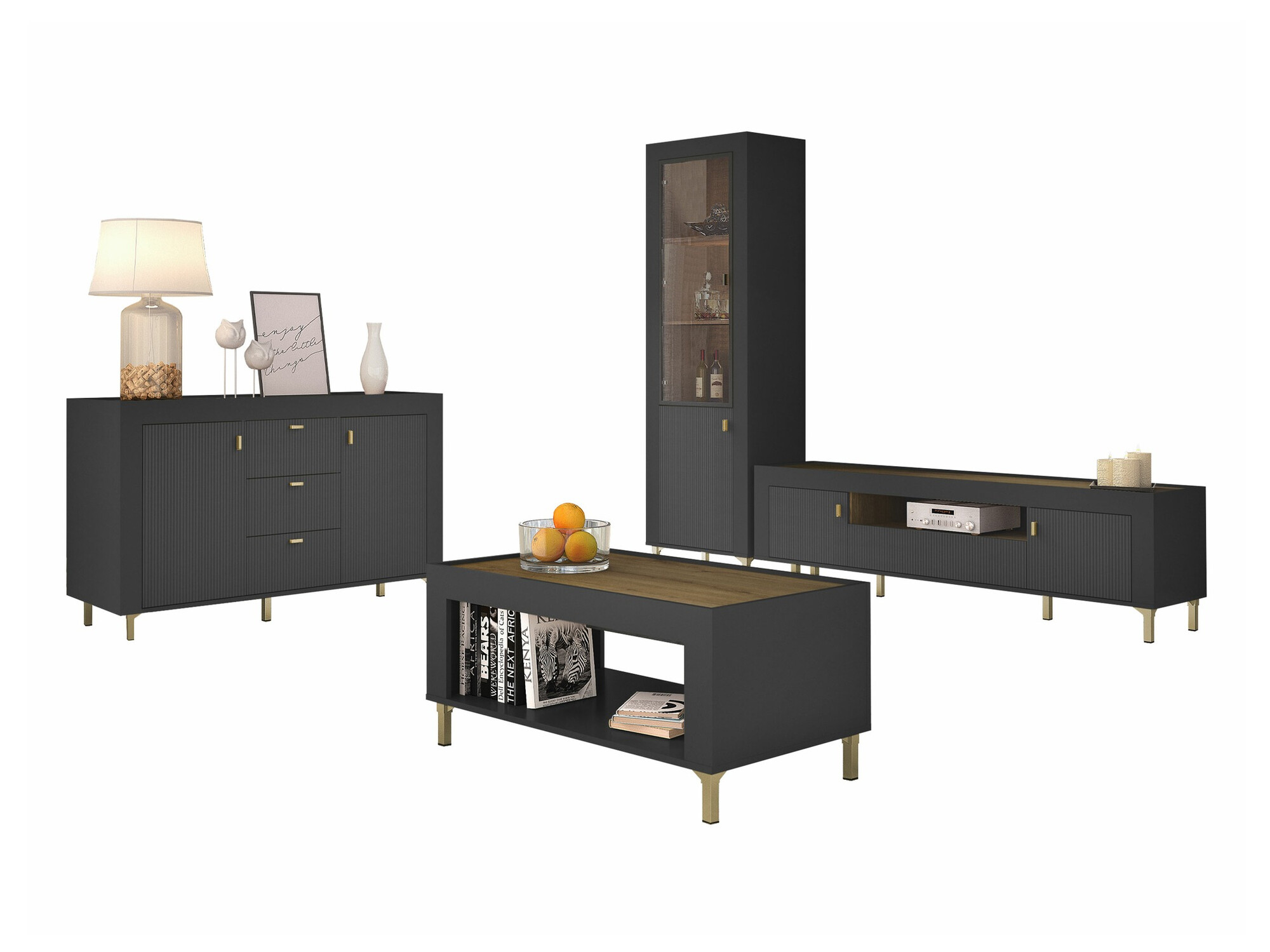 Set za dnevnu sobu Mormavu 114 (Mat crna)