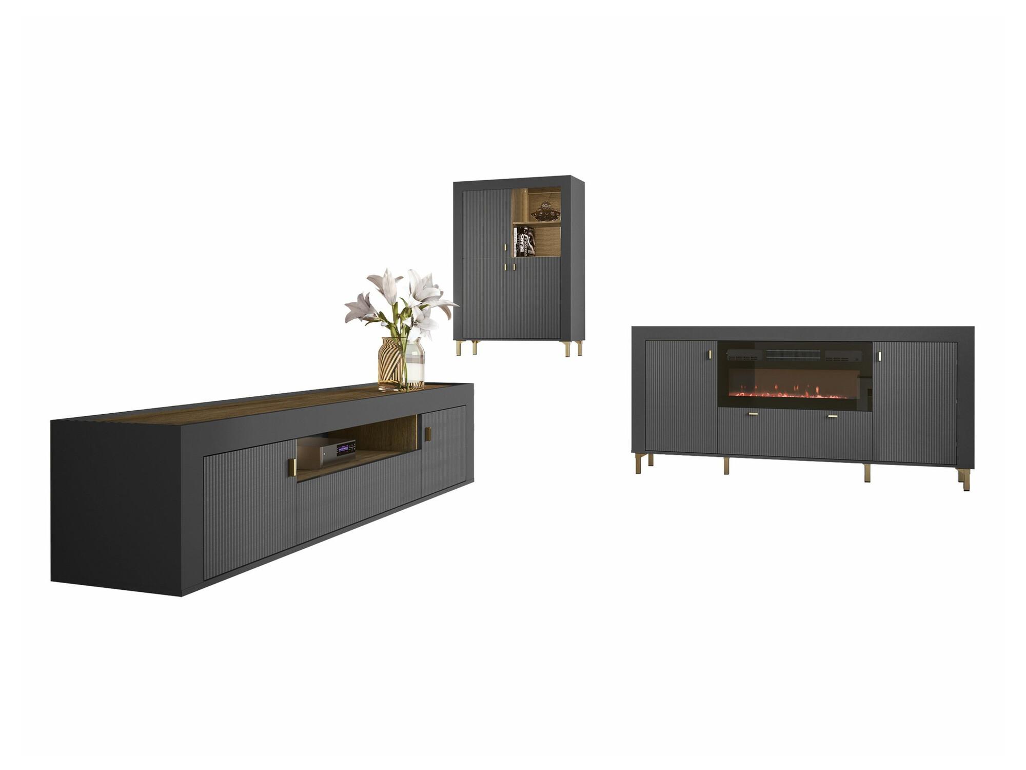 Set za dnevnu sobu Mormavu 115 (Mat crna)