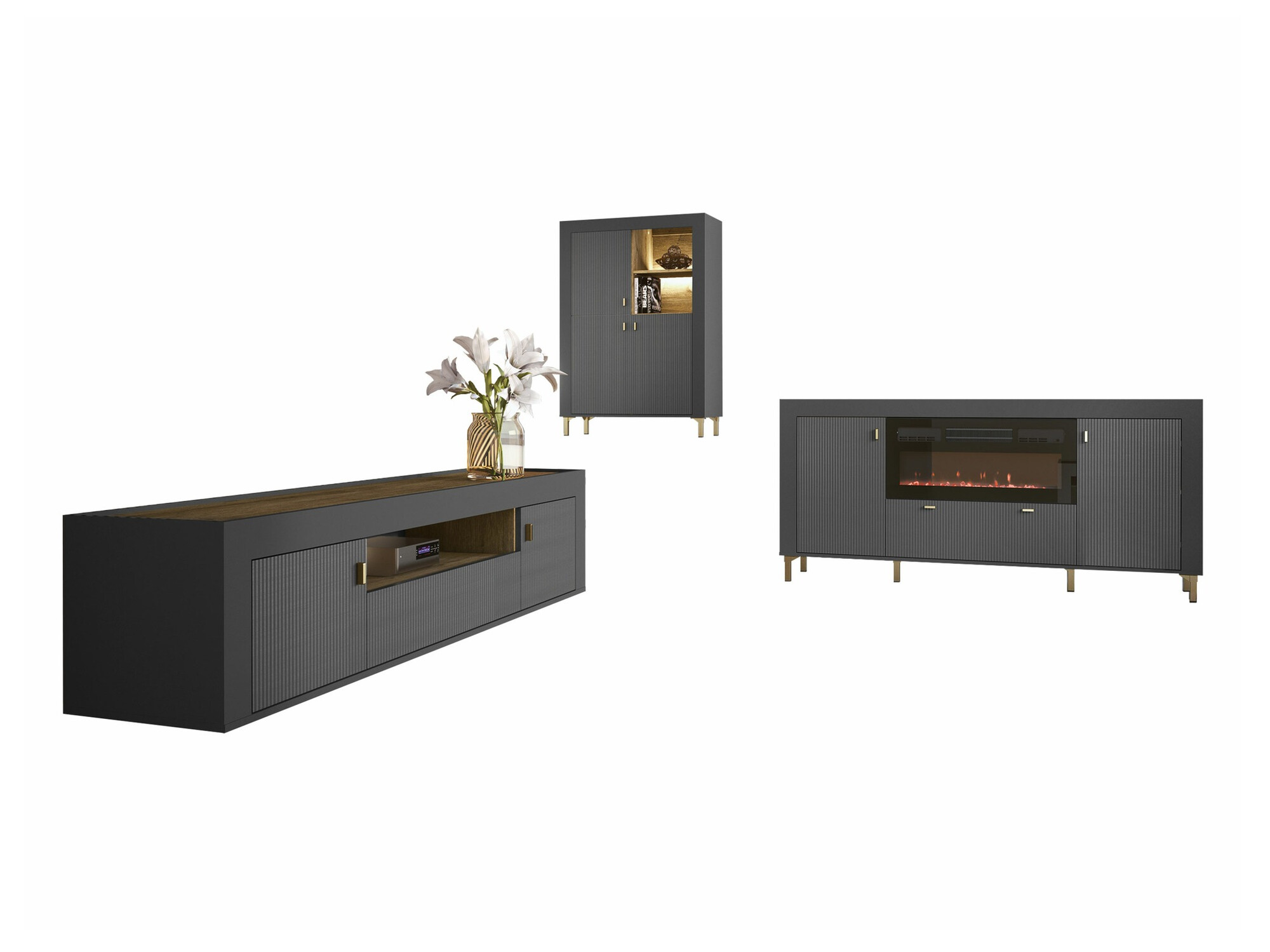 Set za dnevnu sobu Mormavu 115 (Mat crna)