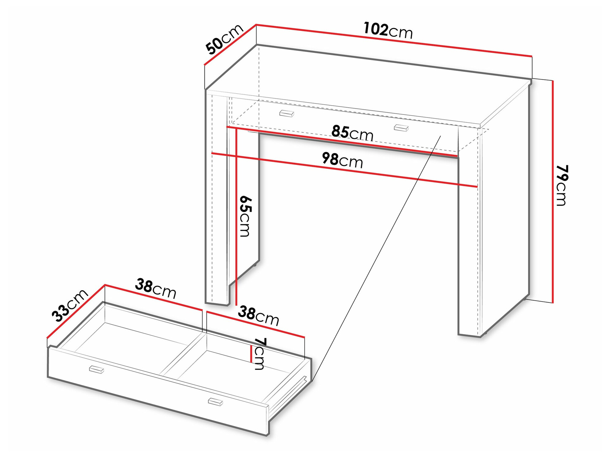 Toaletni sto Mormavu 108 (Mat belo)