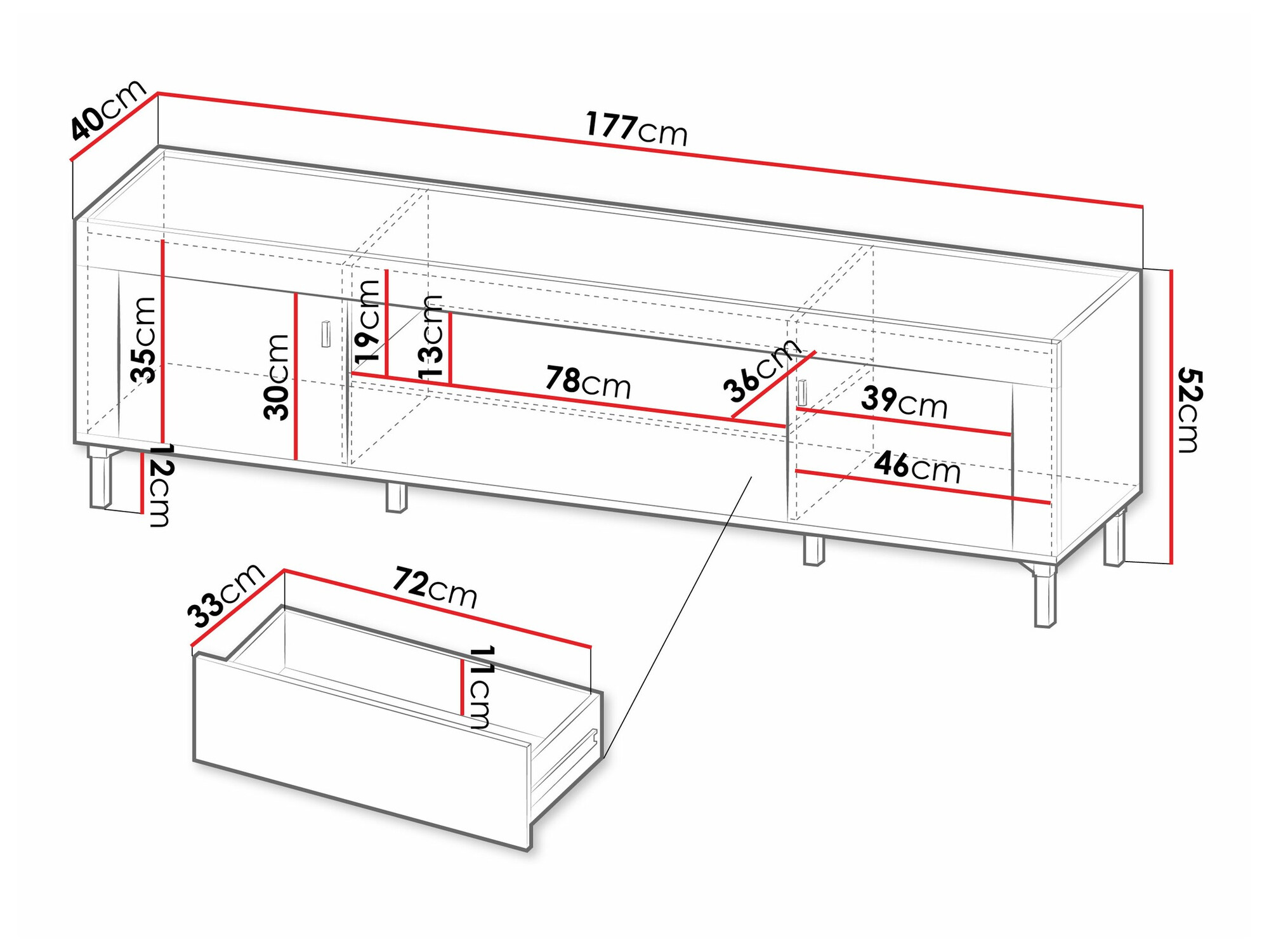 TV komoda Mormavu 106 (Mat belo)