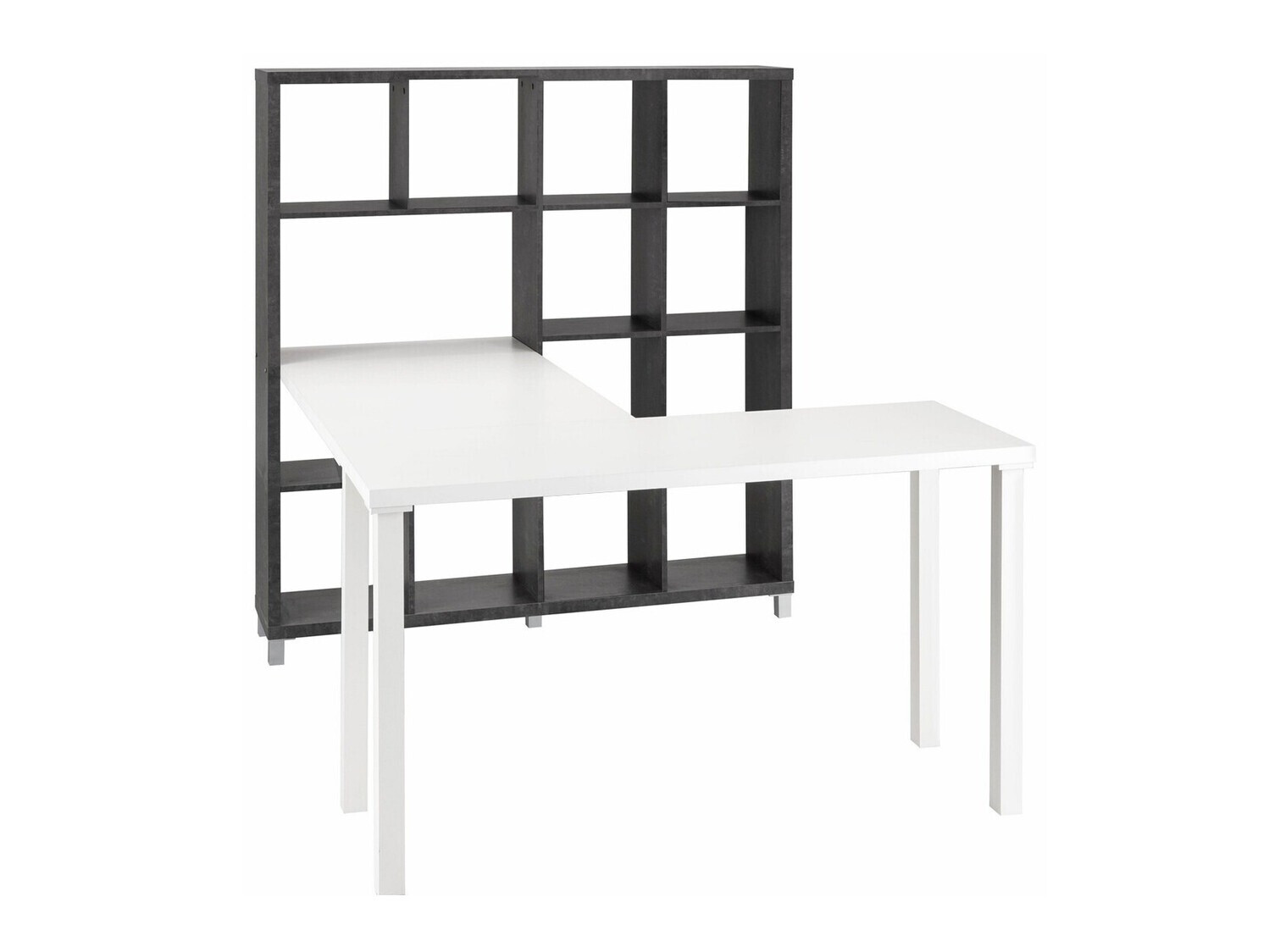 Ugaoni kancelarijski sto Denton 186 (Belo + Beton)