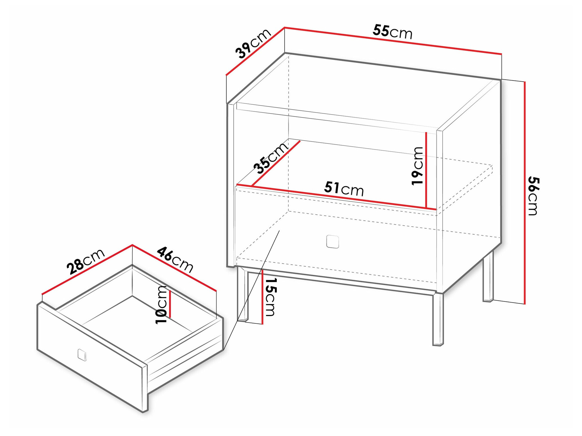 Noćni ormarić Comfivo Nunove 105 (Belo)