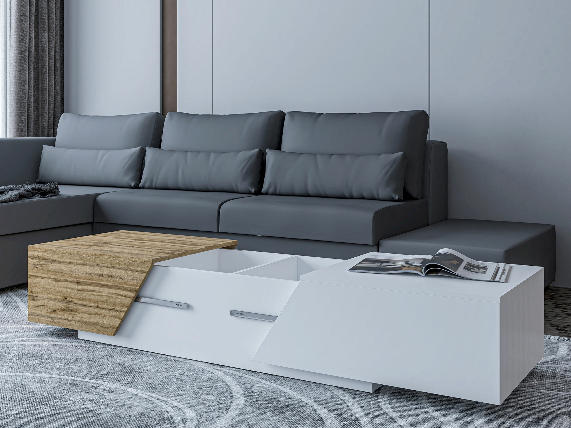 Set za dnevnu sobu Comfivo Daldune 105 (Belo + Вотан храст)