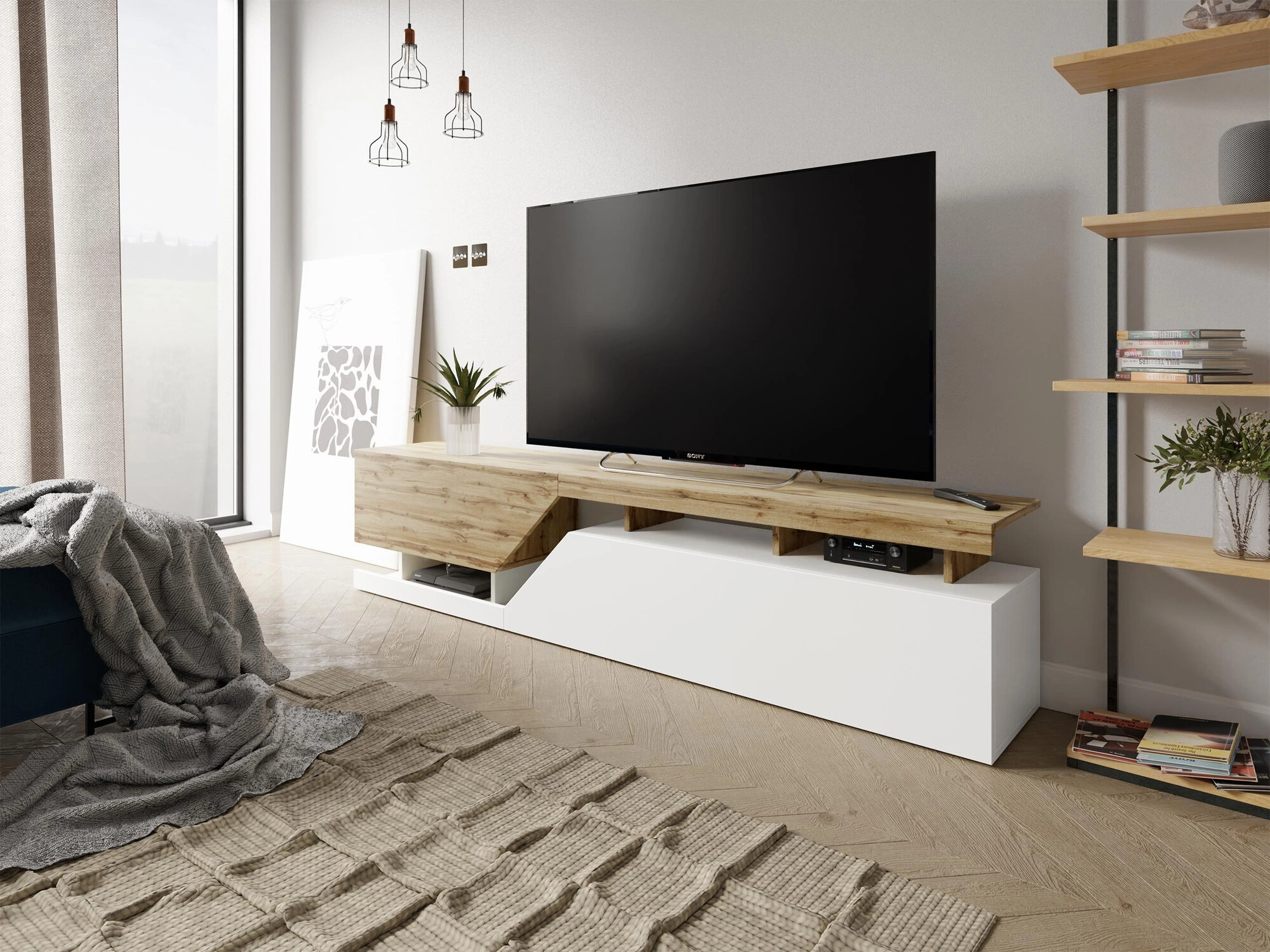 TV komoda Comfivo Daldune I (Belo + Hrast Votan)
