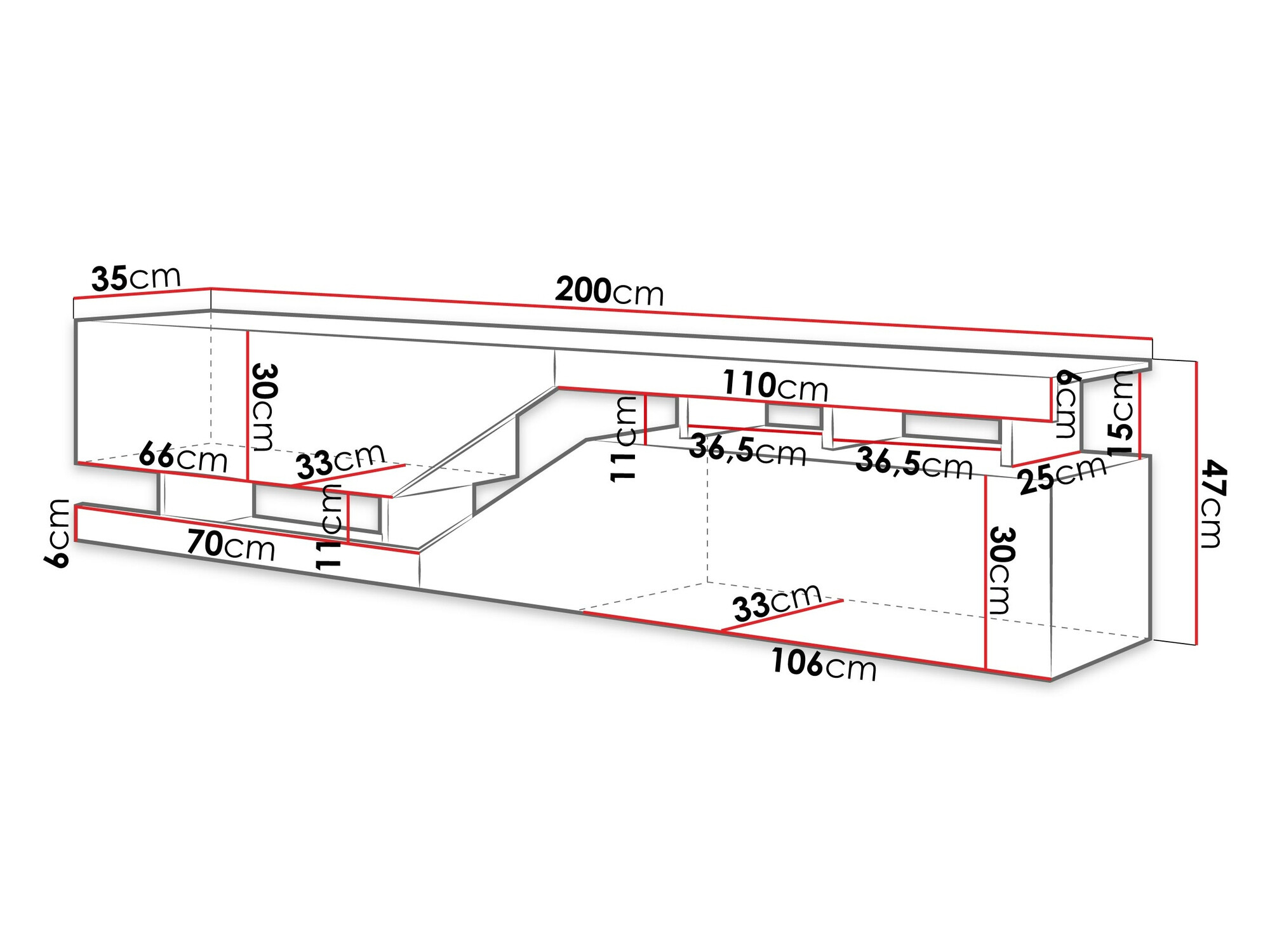 TV sto Comfivo Daldune 104 (Belo + Вотан храст)