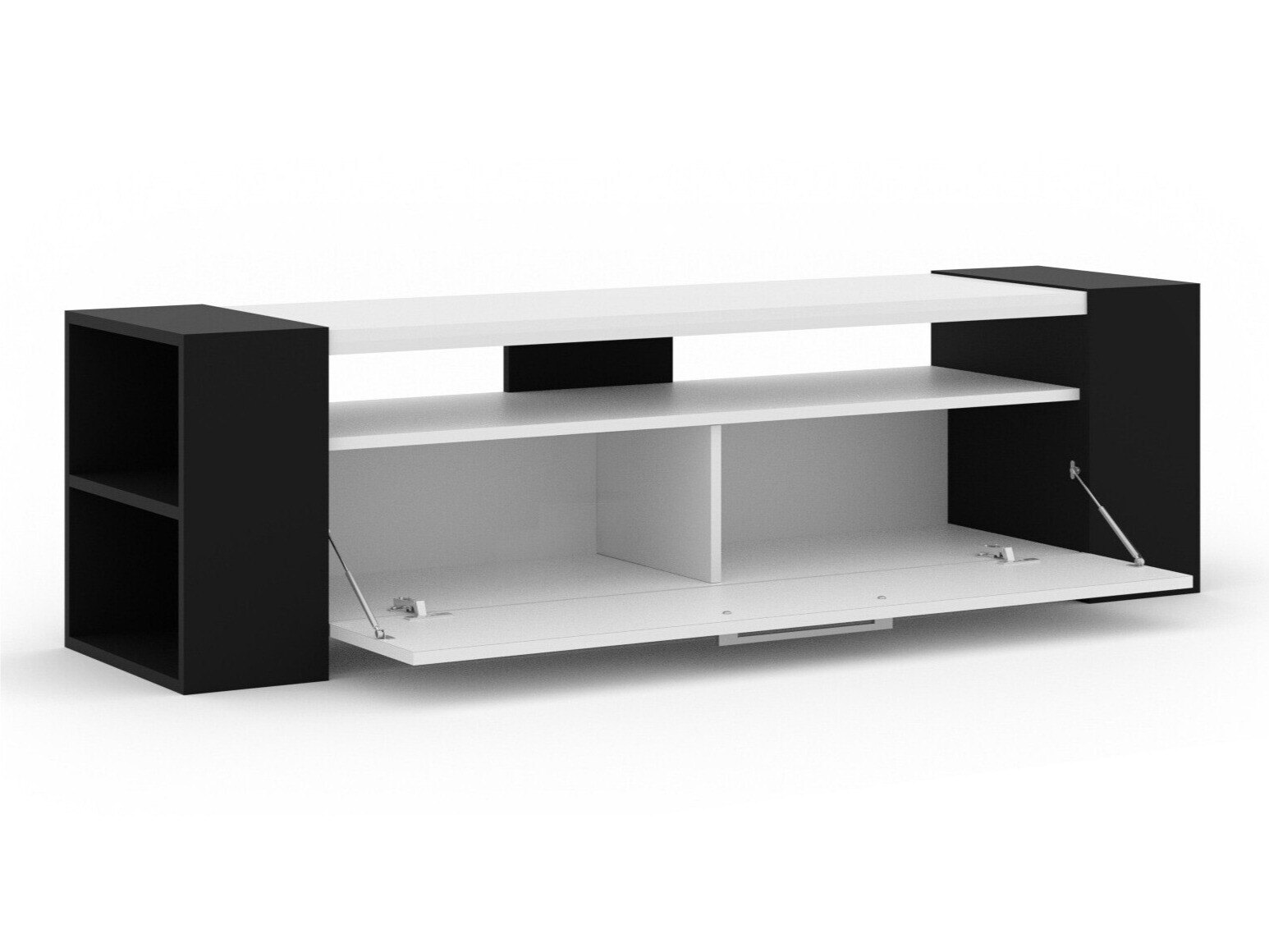 TV sto Buffalo 150 (Crno + Sjajno belo)