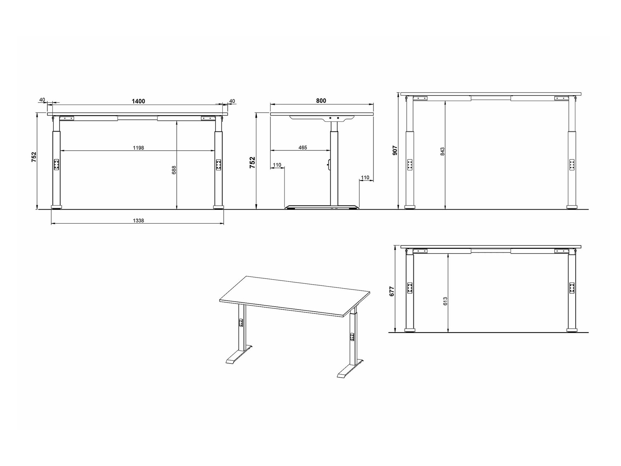 Kancelarijski sto Sacramento 419 (Belo + Srebrna)