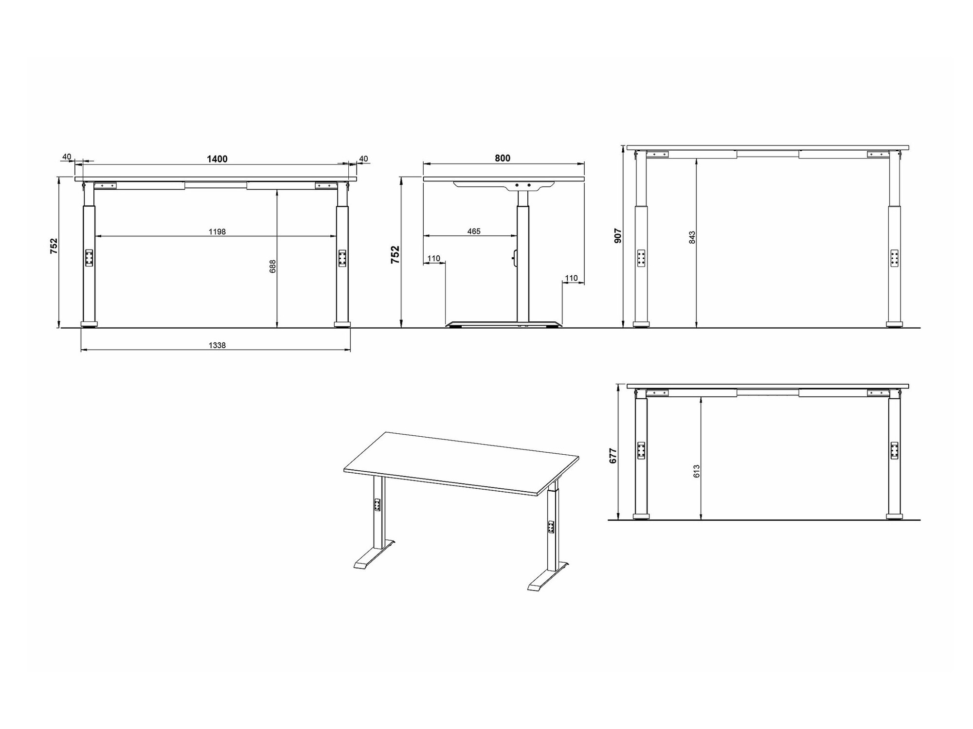 Kancelarijski sto Sacramento 419 (Graphite + Srebrna)