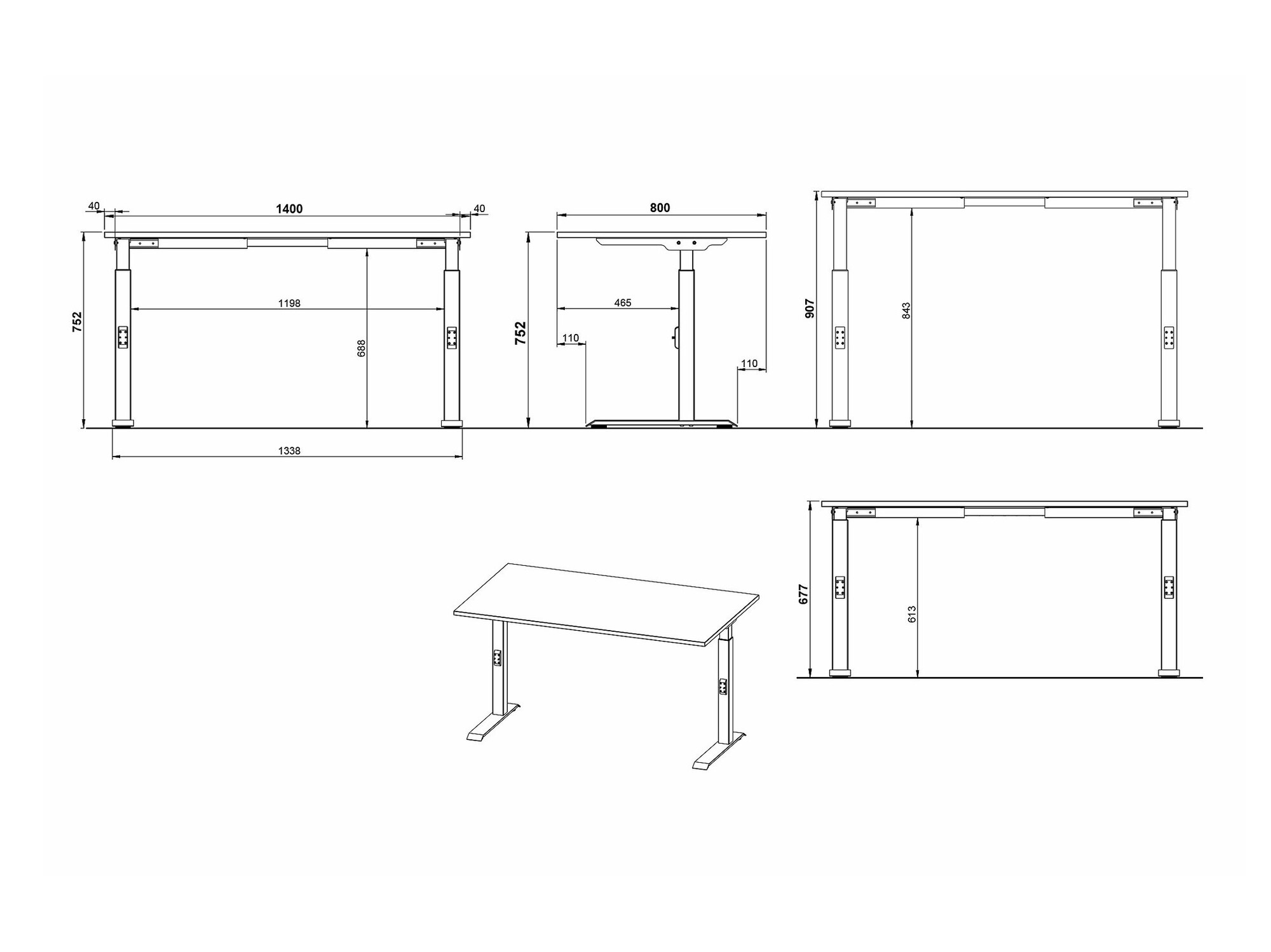 Kancelarijski sto Sacramento 419 (Sivo + Srebrna)