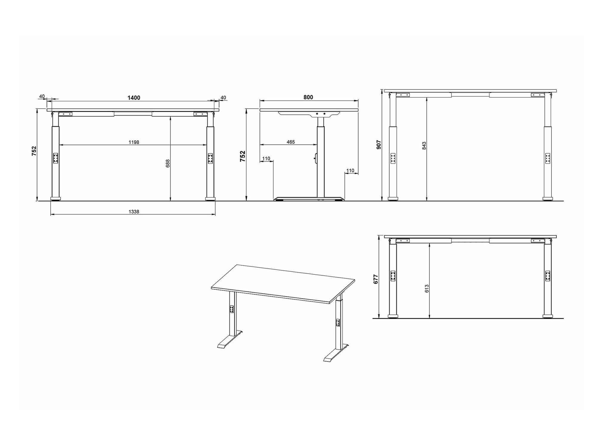 Kancelarijski sto Sacramento 419 (Svetloosiva + Belo)