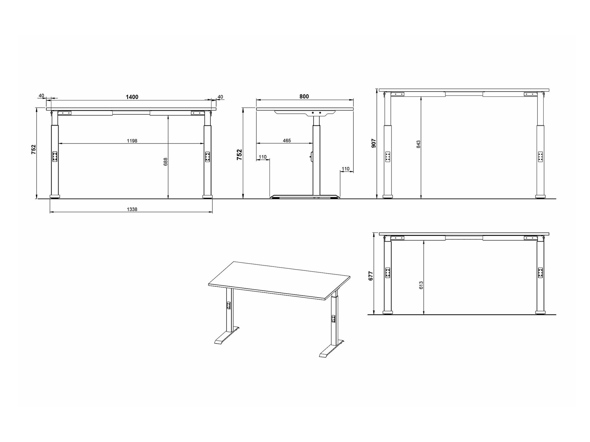 Kancelarijski sto Sacramento 419 (Unuk hrast + Belo)