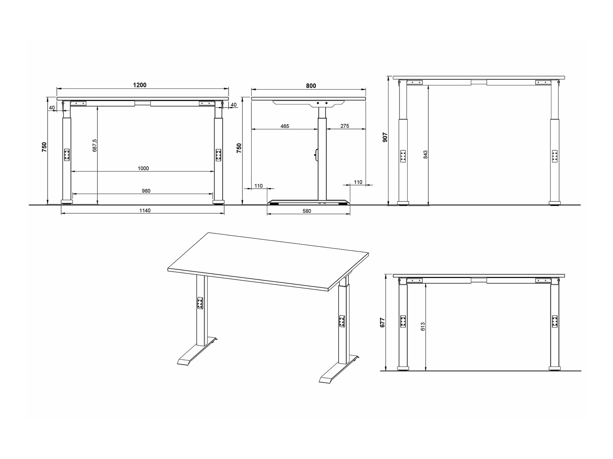 Kancelarijski sto Sacramento 420 (Svetloosiva + Belo)