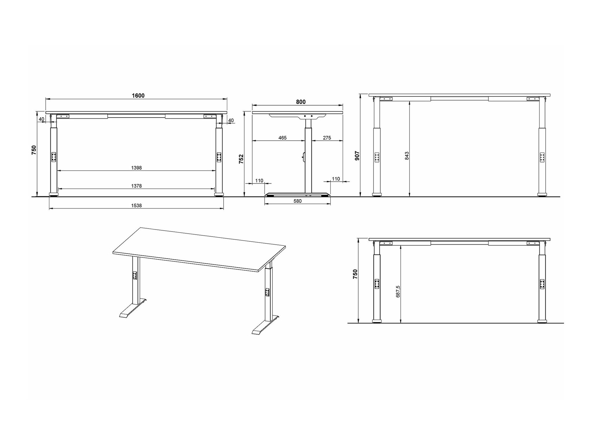 Kancelarijski sto Sacramento 421 (Graphite + Srebrna)
