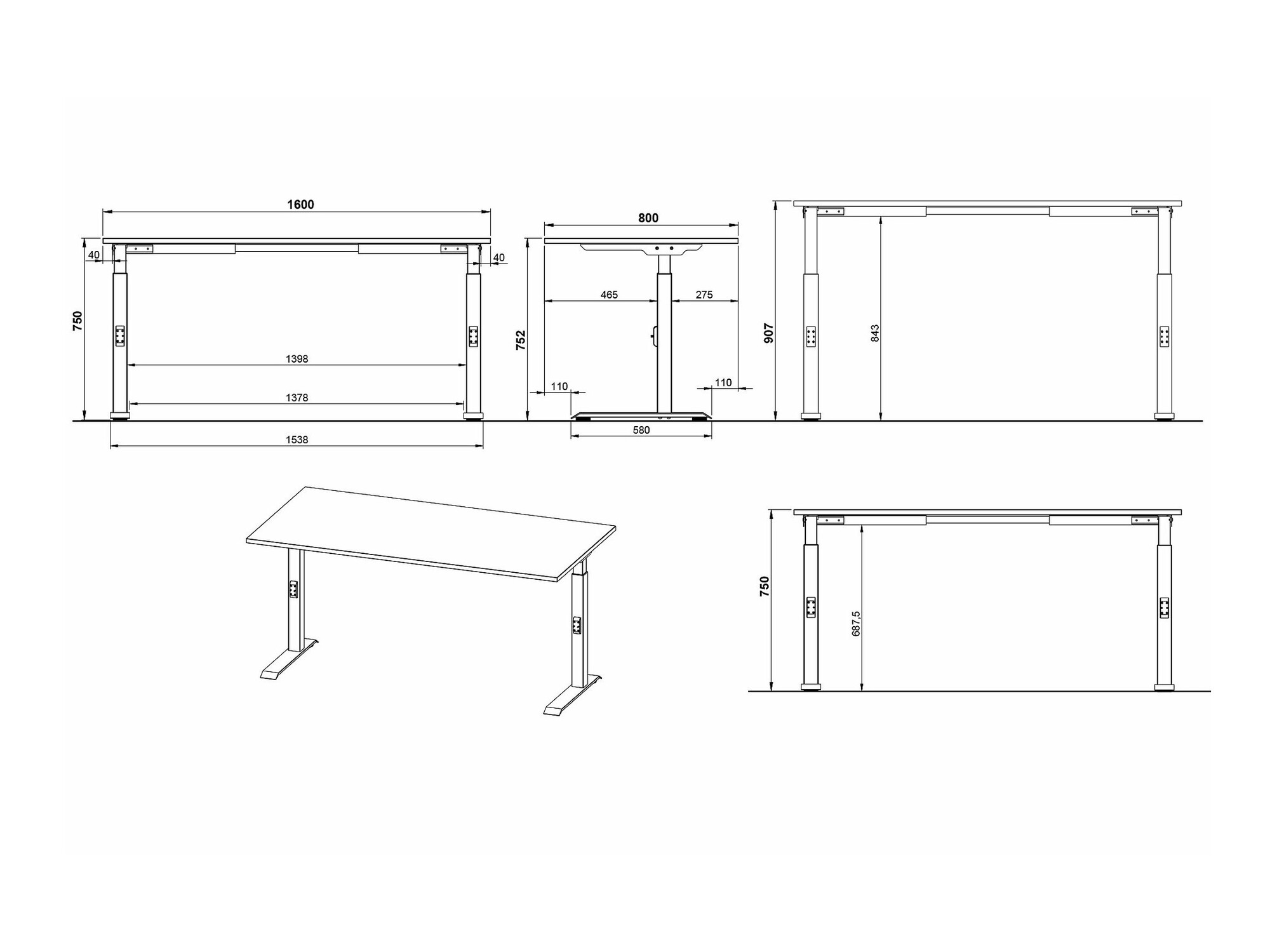 Kancelarijski sto Sacramento 421 (Unuk hrast + Belo)