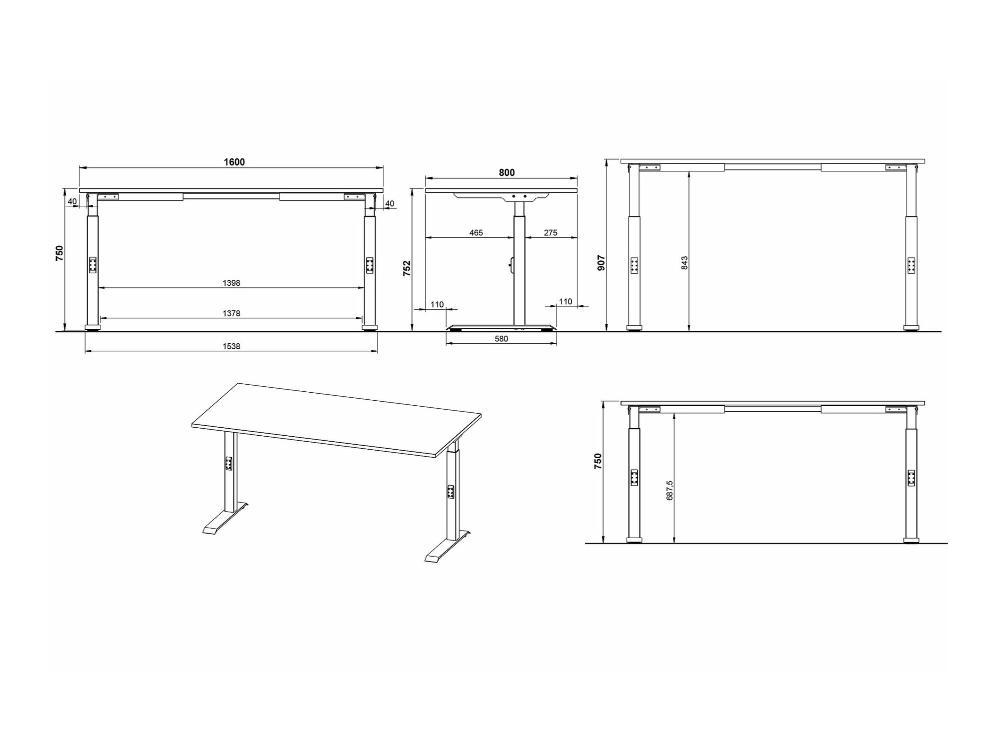 Kancelarijski sto Sacramento 421 (Unuk hrast + Srebrna)