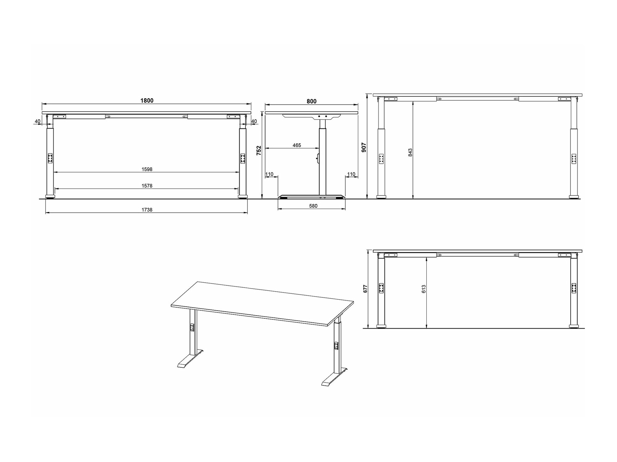 Kancelarijski sto Sacramento 422 (Belo + Srebrna)