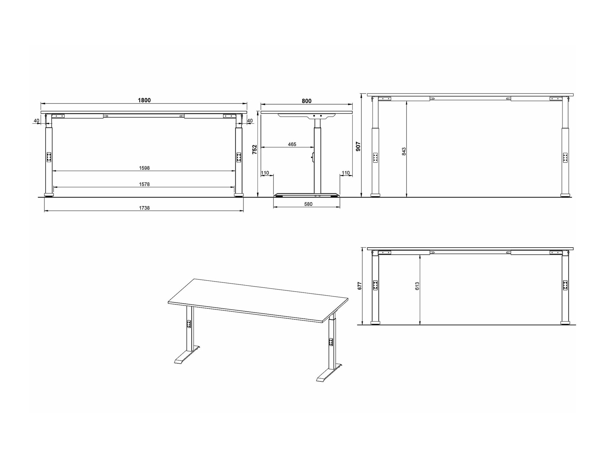 Kancelarijski sto Sacramento 422 (Graphite + Srebrna)