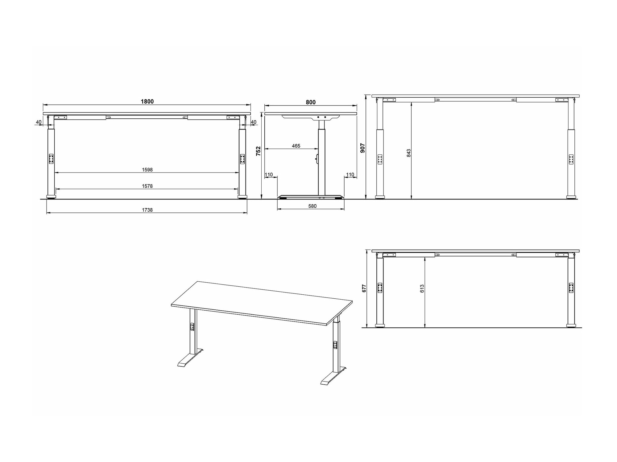Kancelarijski sto Sacramento 422 (Sivo + Srebrna)