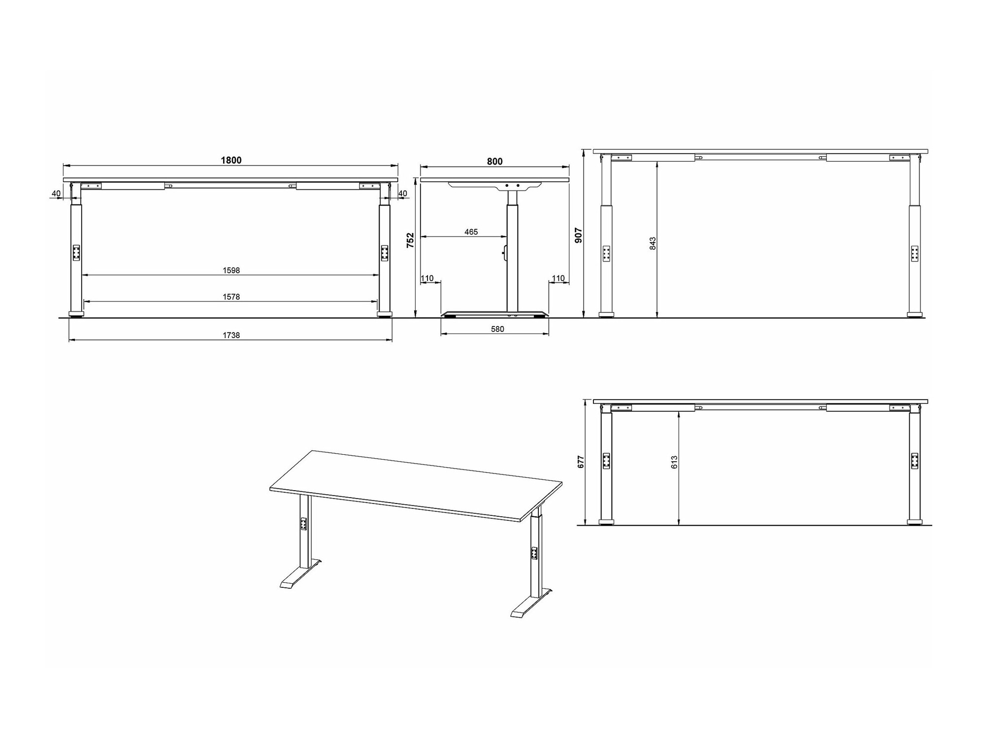 Kancelarijski sto Sacramento 422 (Unuk hrast + Belo)