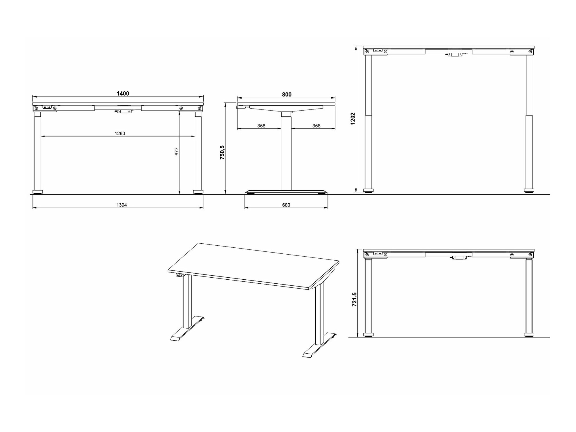 Sto sa podesivom visinom Sacramento 415 (Unuk hrast + Belo)