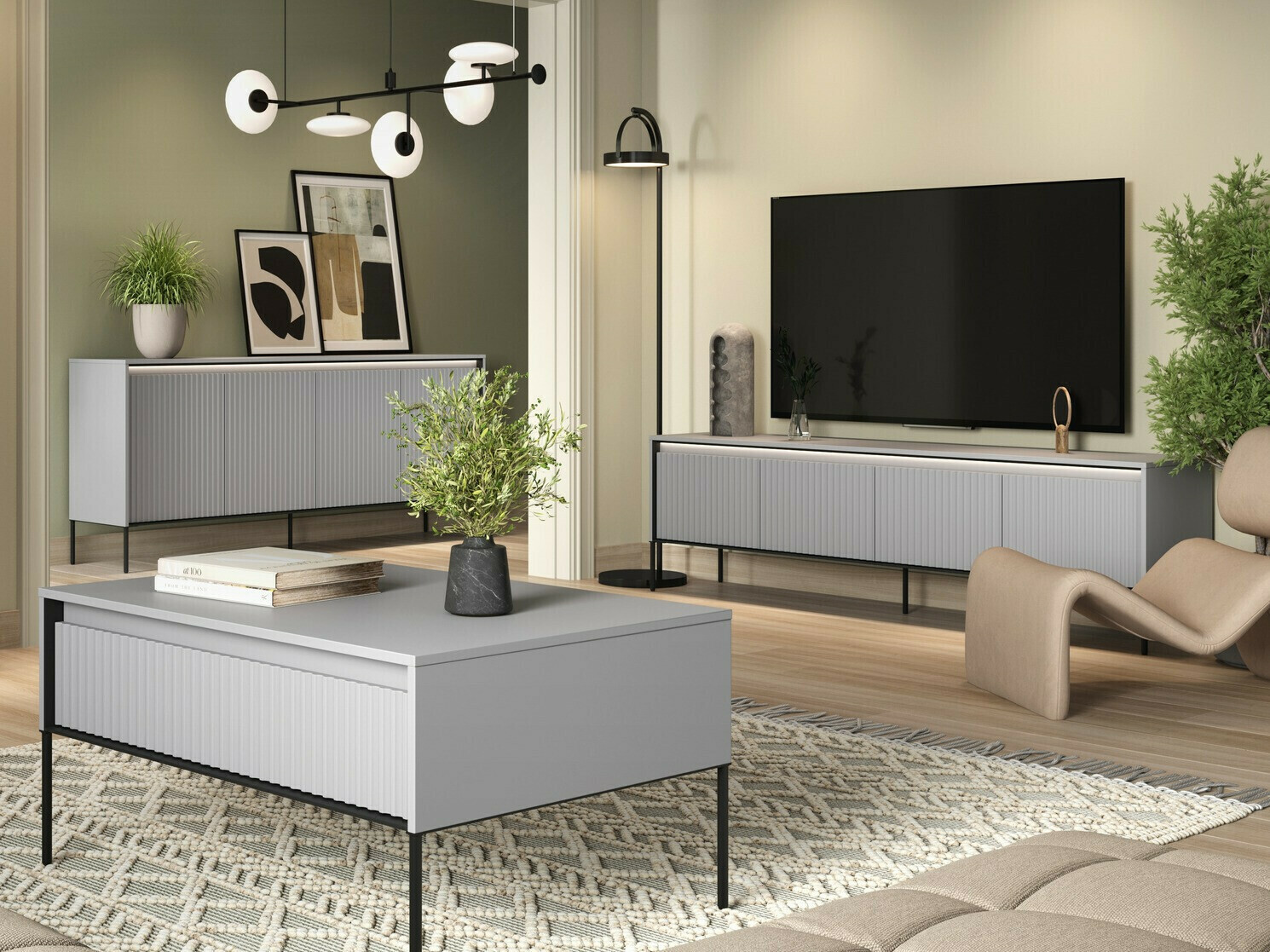 TV komoda Fernolu 105 (Sivo + Crno)