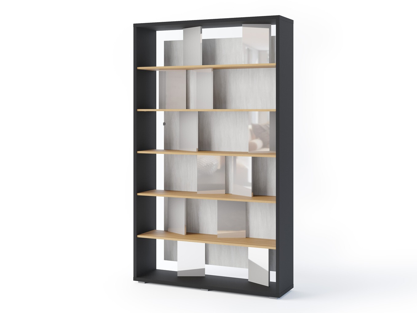 Polica Fresno 154 (Glossy gray + Graphite + Hrast)