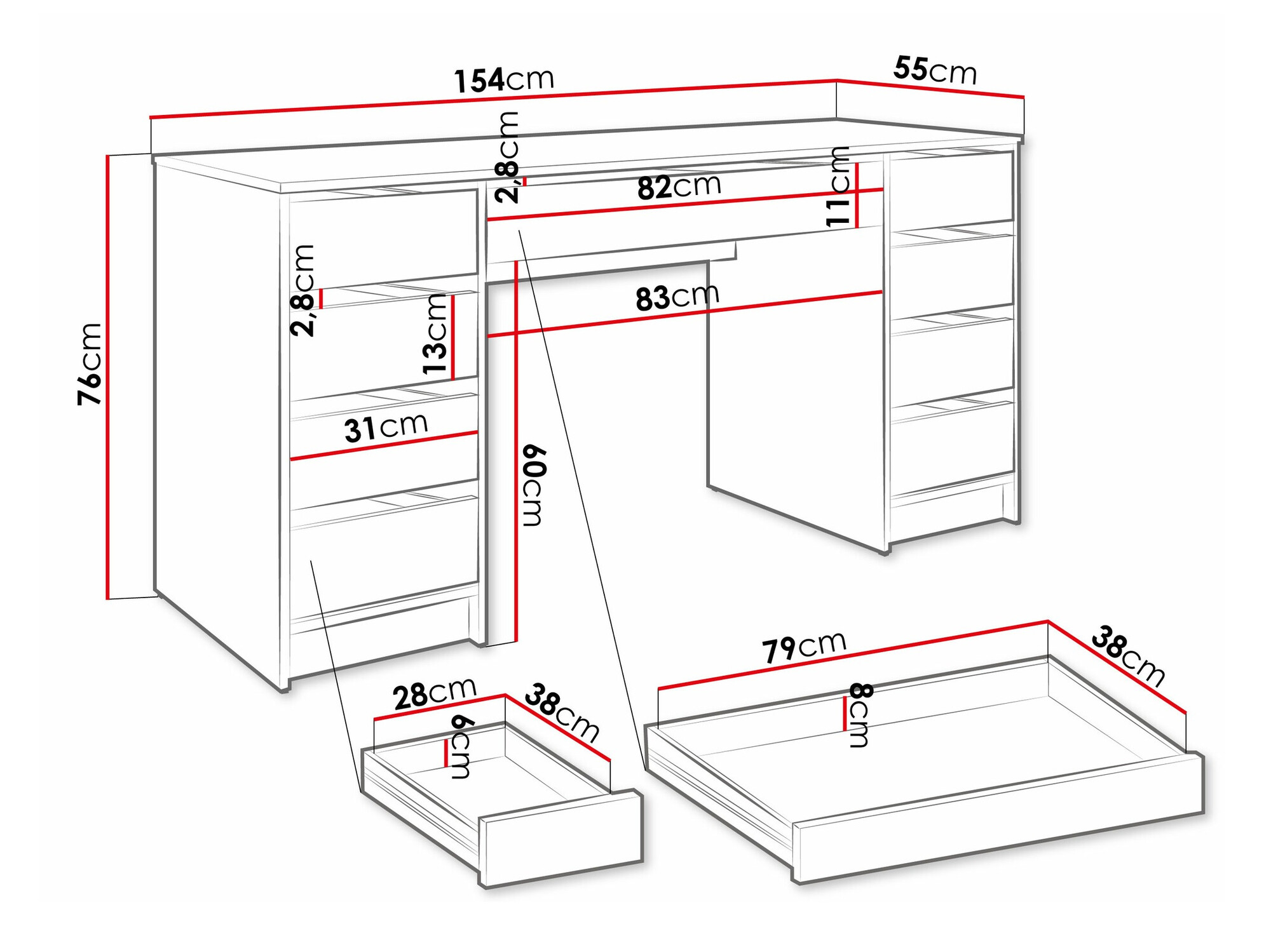 Kancelarijski sto Comfivo 401 (Belo)