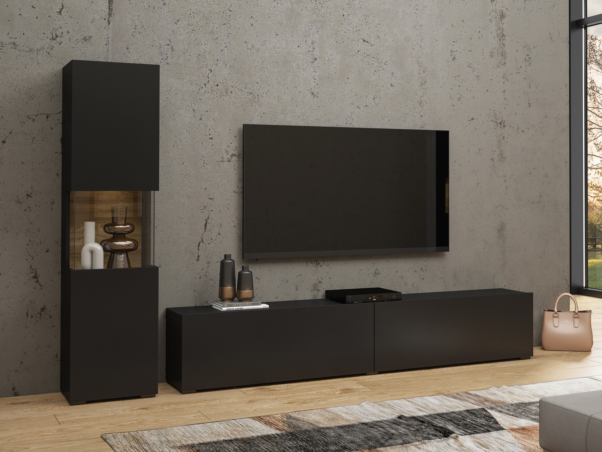 Polica Revmiru 100 (Crno + Вотан храст)