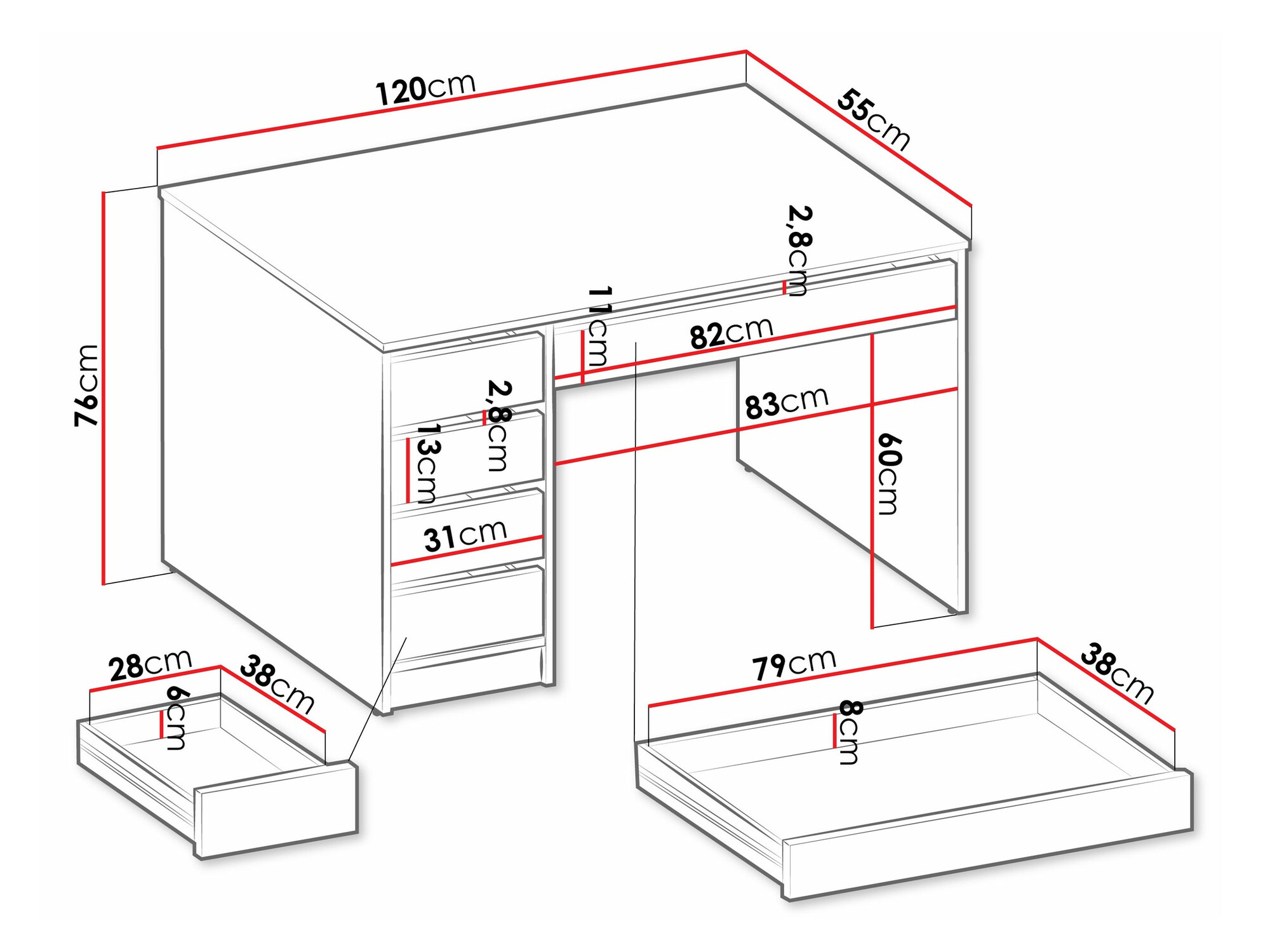 Kancelarijski sto Comfivo 312 (Belo)