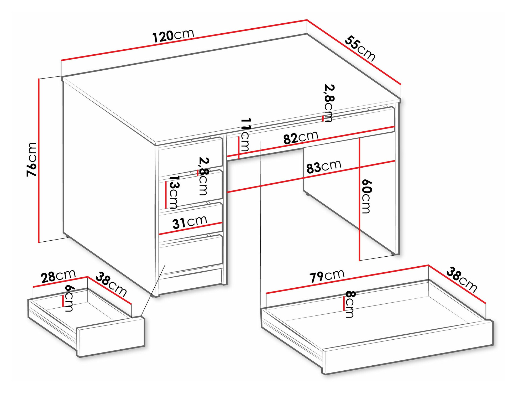 Kancelarijski sto Comfivo 312 (Crno)