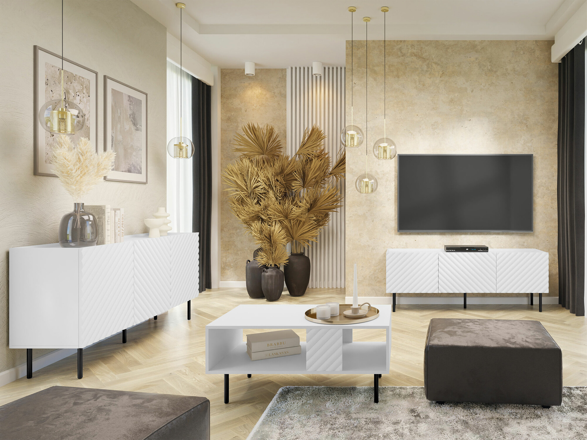 Set za dnevnu sobu Mortali 108 (Belo)