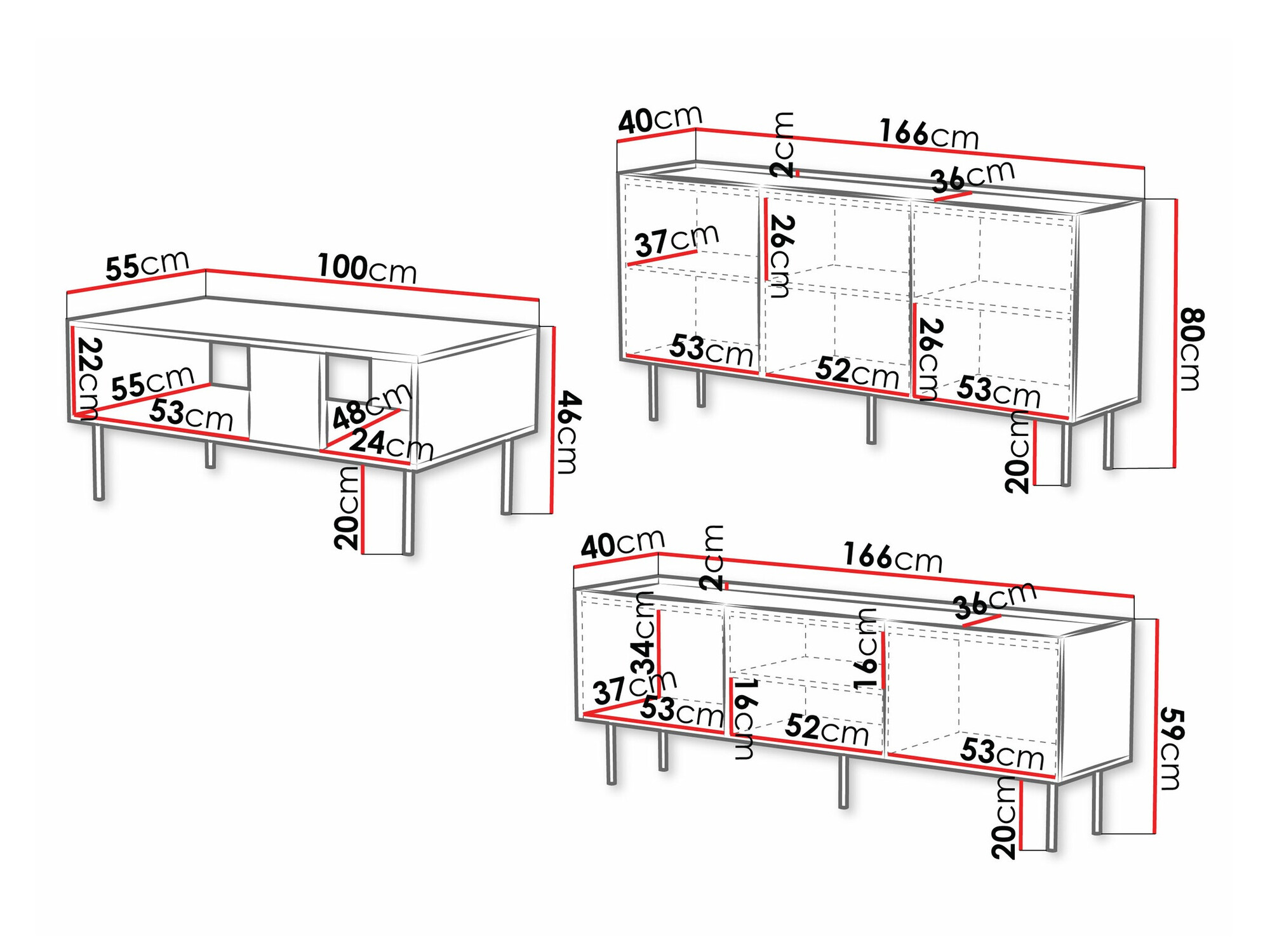 Set za dnevnu sobu Mortali 108 (Crno)
