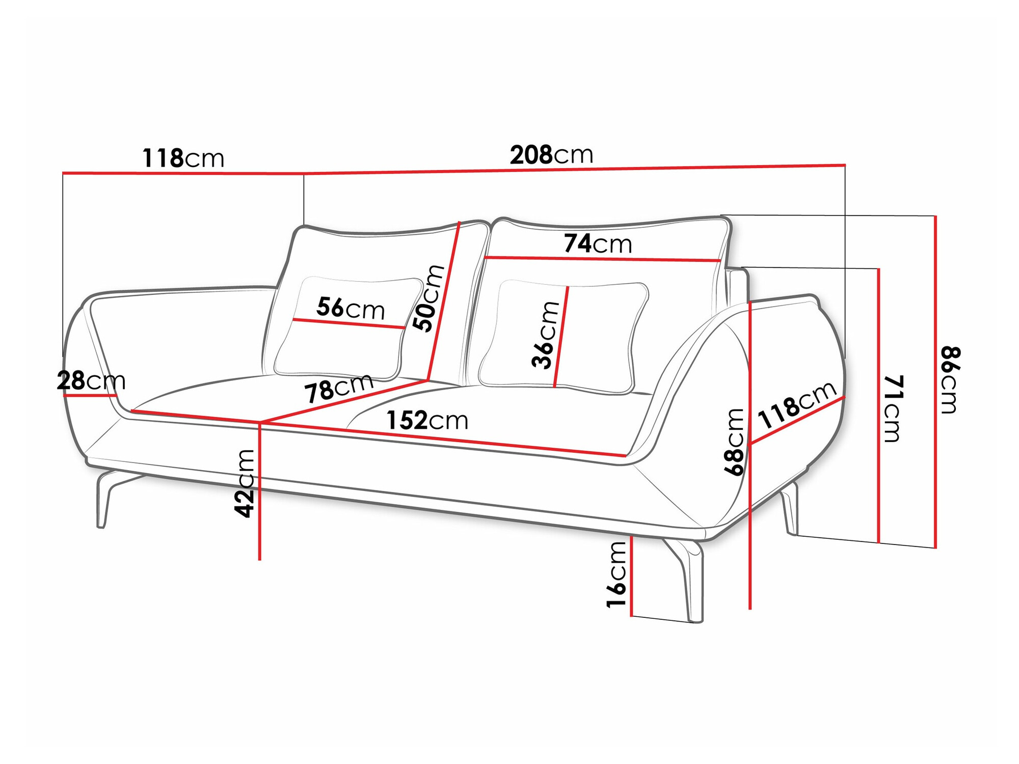 Sofa Lincoln 196 (Aragon 20)