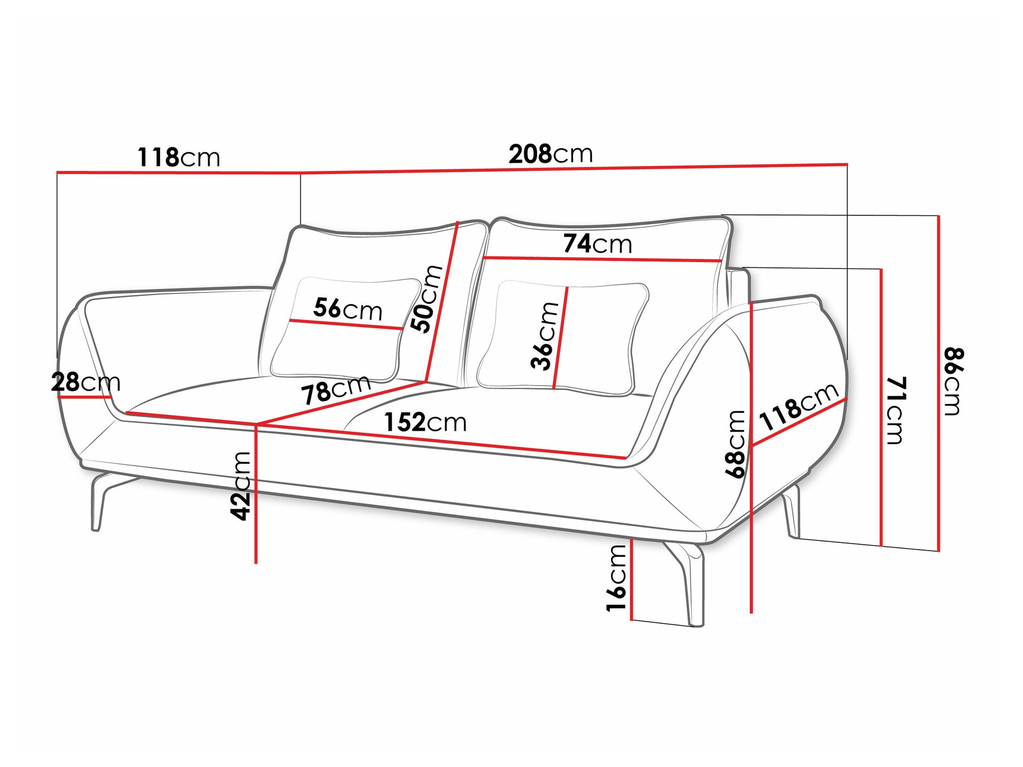 Sofa Lincoln 196 (Aragon 79)