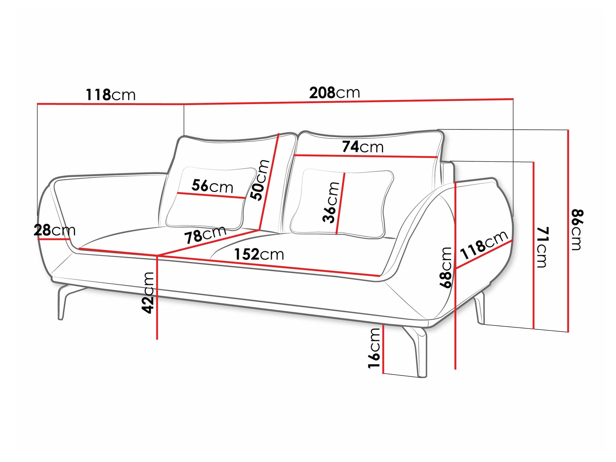 Sofa Lincoln 196 (Aragon 93)