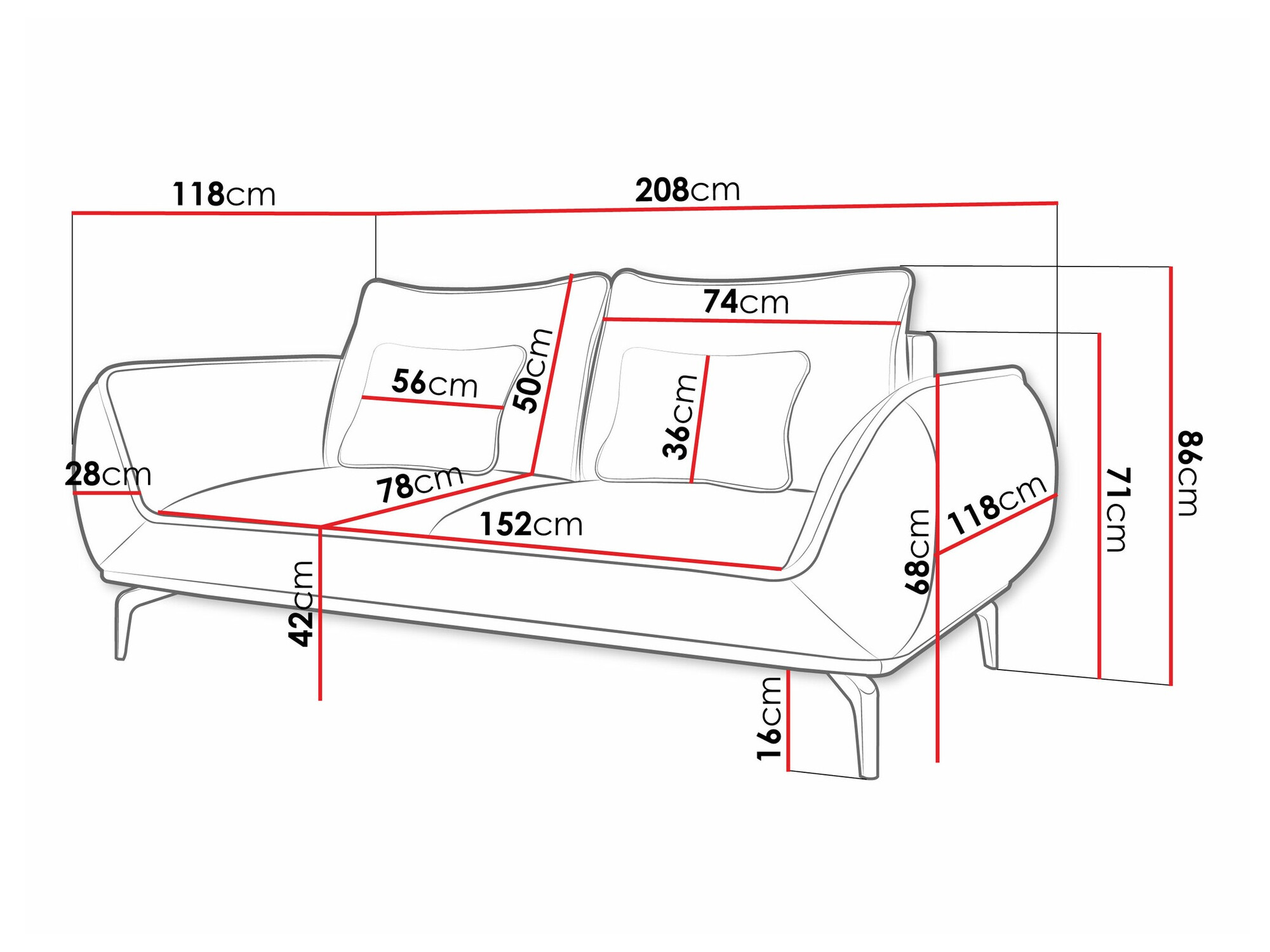 Sofa Lincoln 196 (Aragon 97)