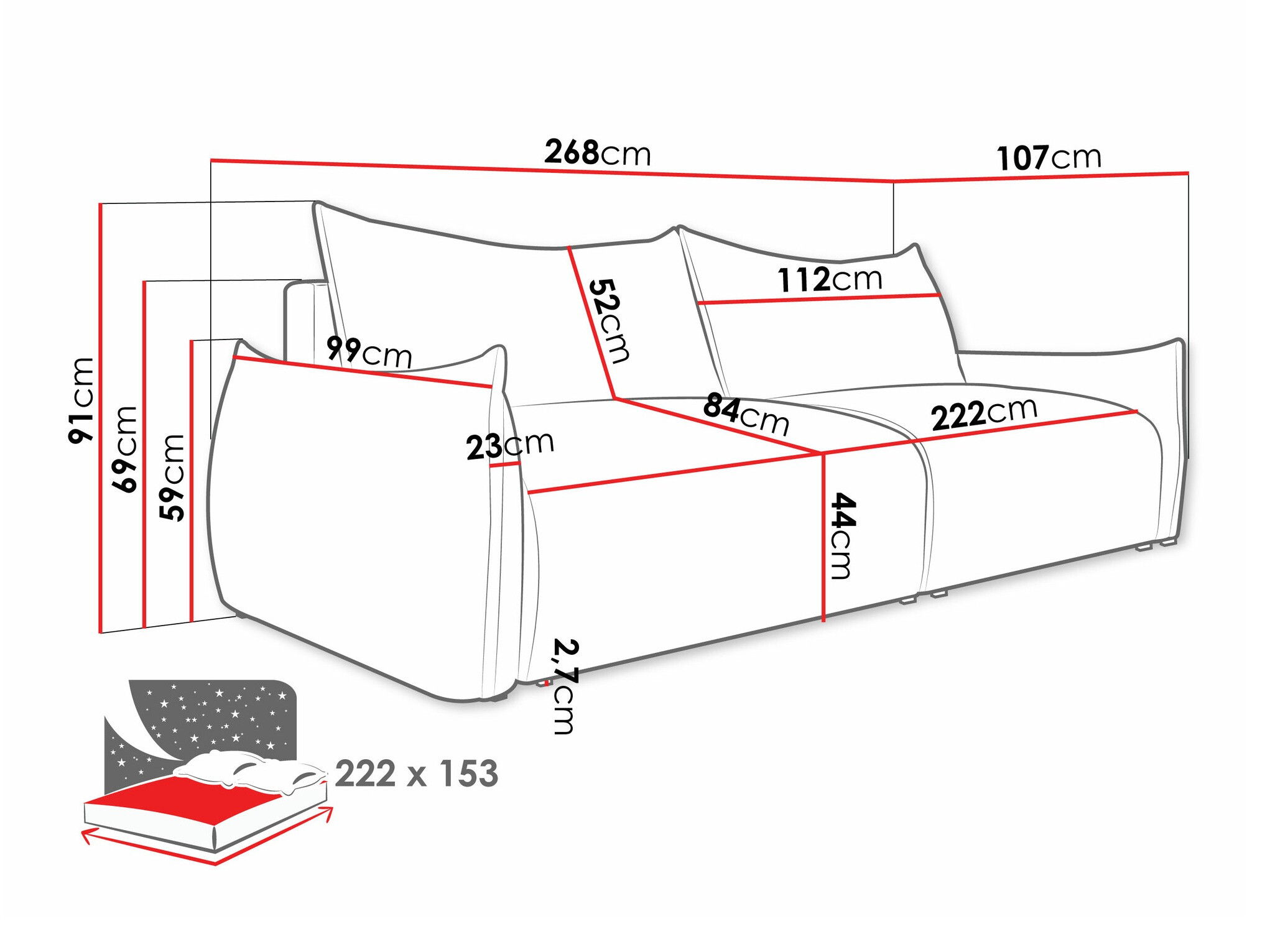 Sofa na razvlačenje Lincoln 192 (Aragon 03)