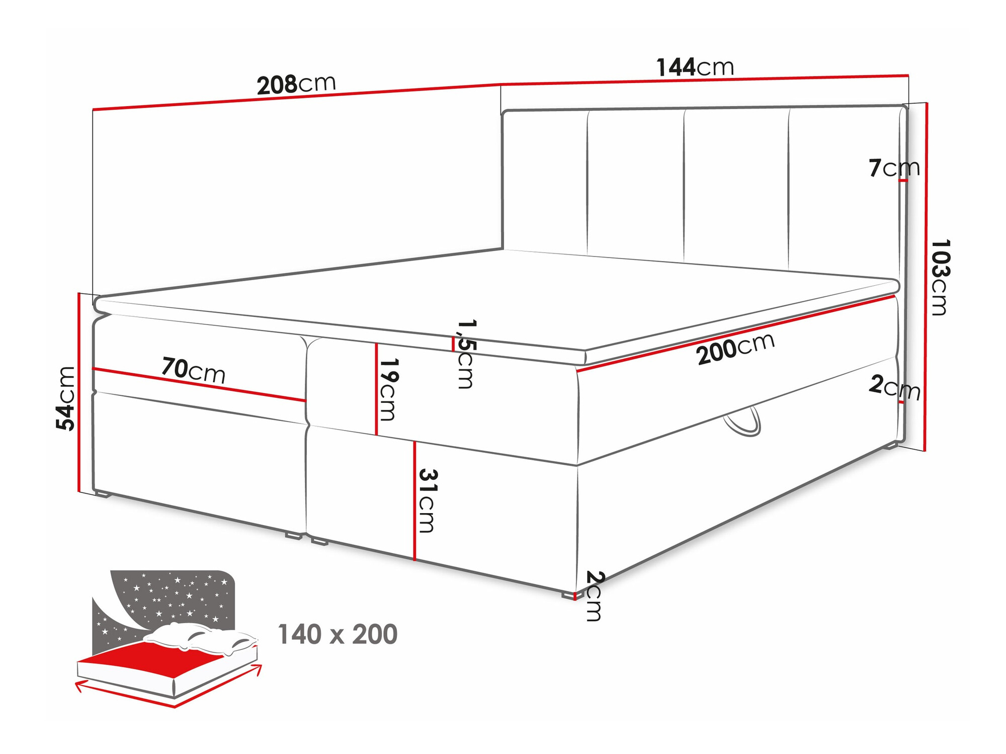 Boxspring krevet Oppidum (Manila 02)