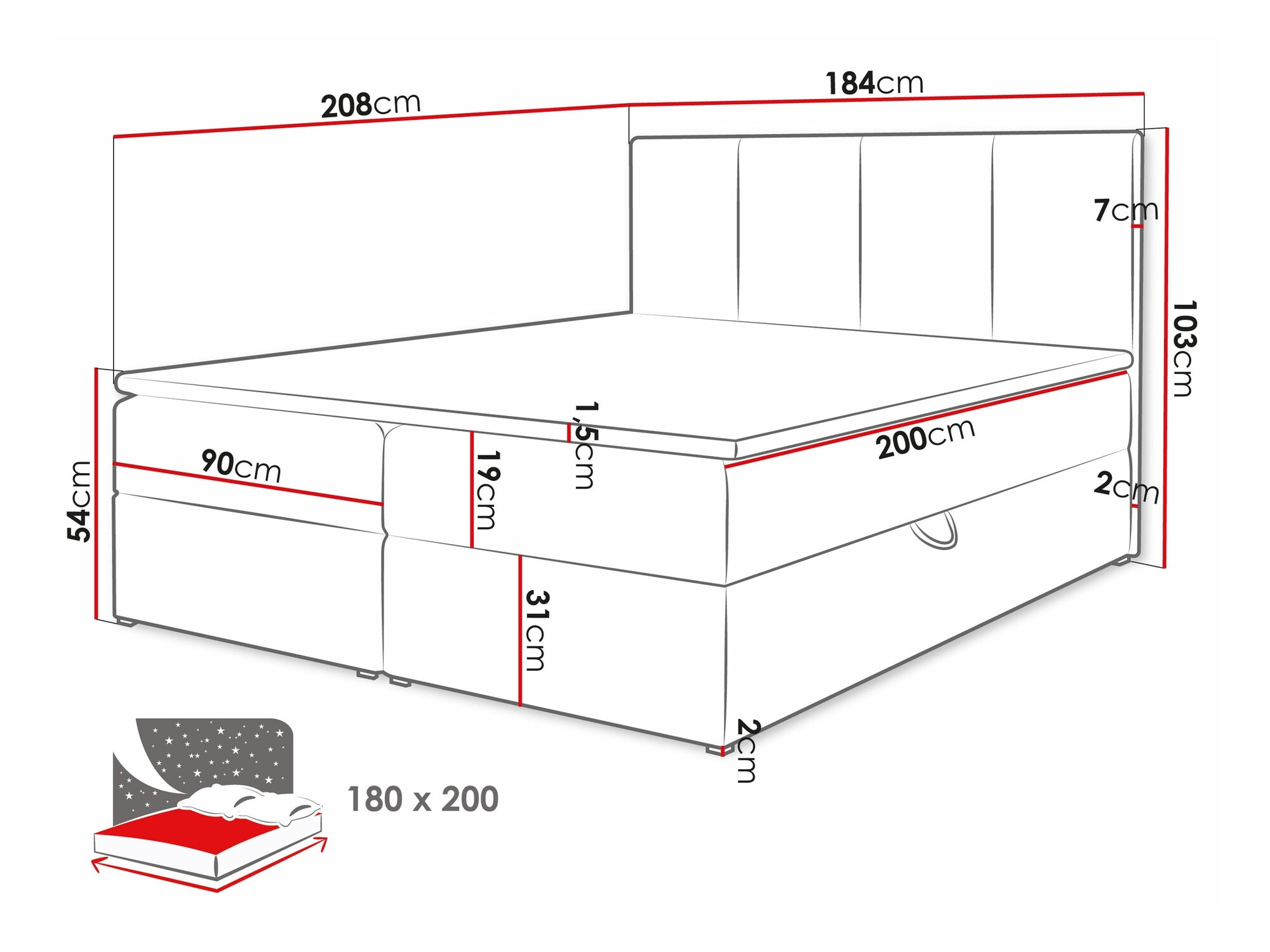 Boxspring krevet Oppidum (Manila 18)