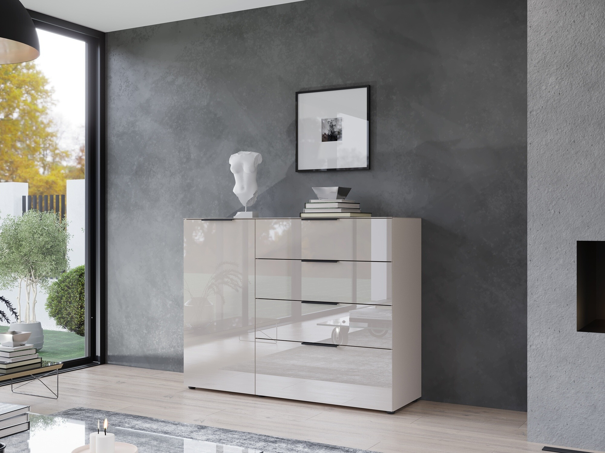 Komoda Sacramento 300 (Krem + Sjajno krem)