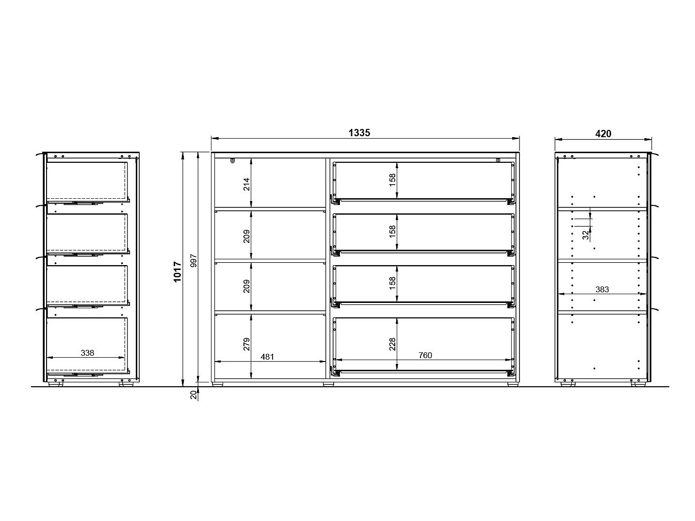 Komoda Sacramento 300 (Krem + Sjajno krem)
